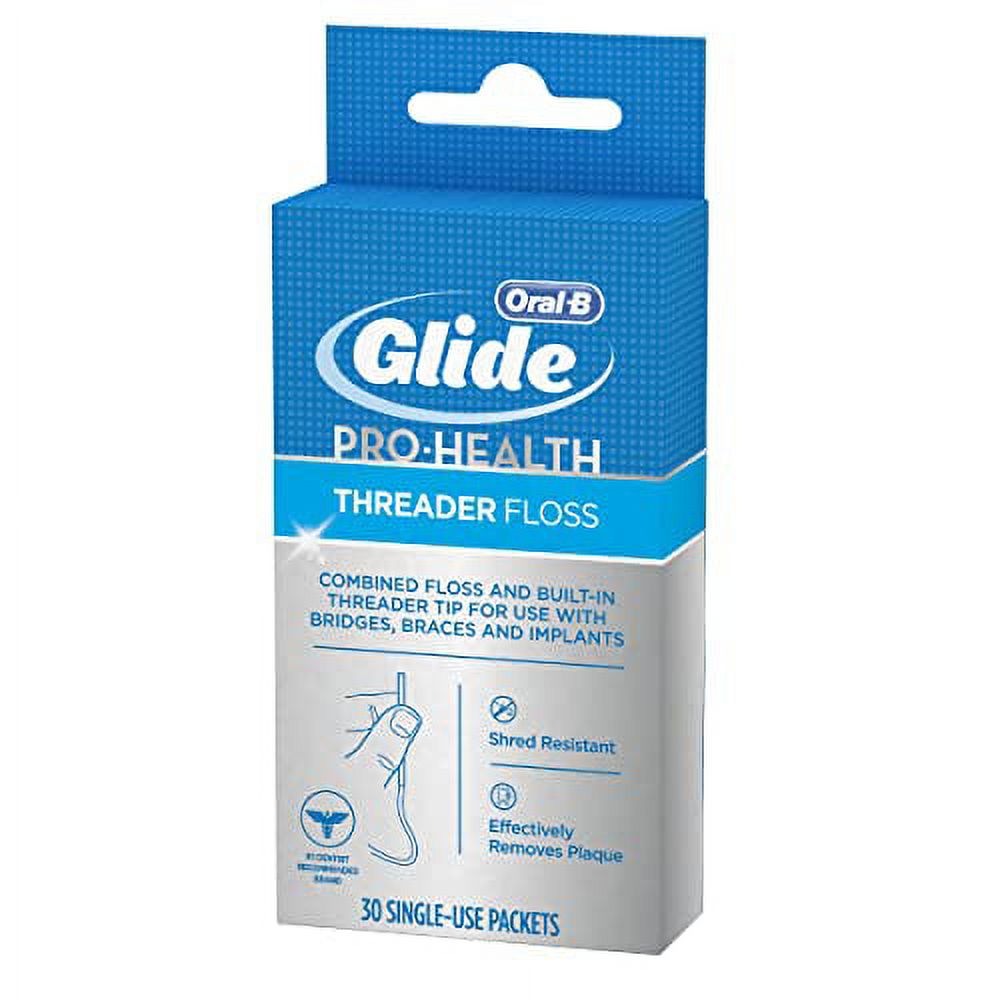 Glide Threader Floss, 30-Count Boxes of Single-Use Packets (Pack of 4) GLIDE