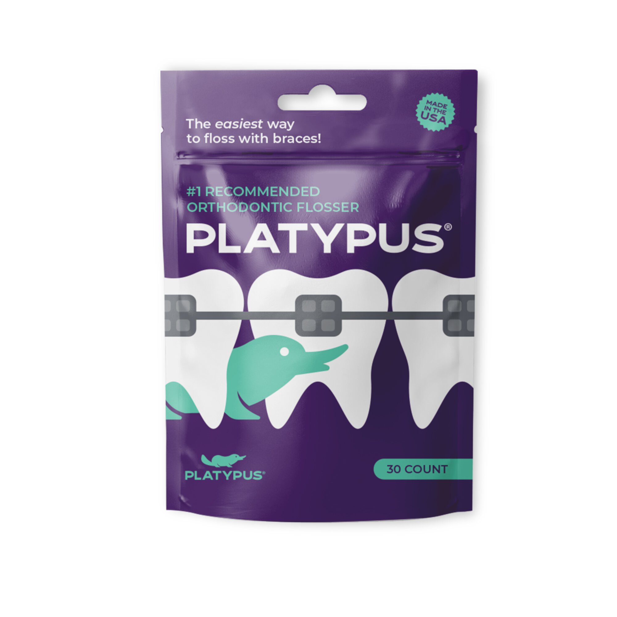 Platypus Orthodontic Flossers, Dental Floss Picks, 30 Count Platypus