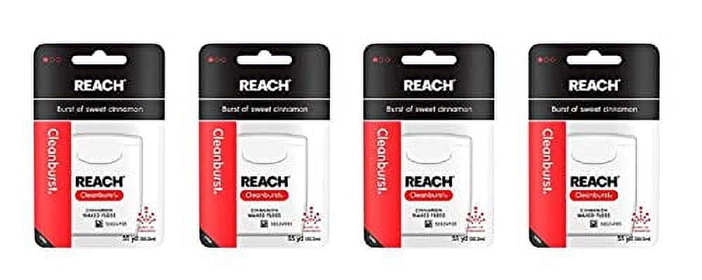 Reach Waxed Dental Floss, Cleanburst Cinnamon, (Pack of 4) Reach