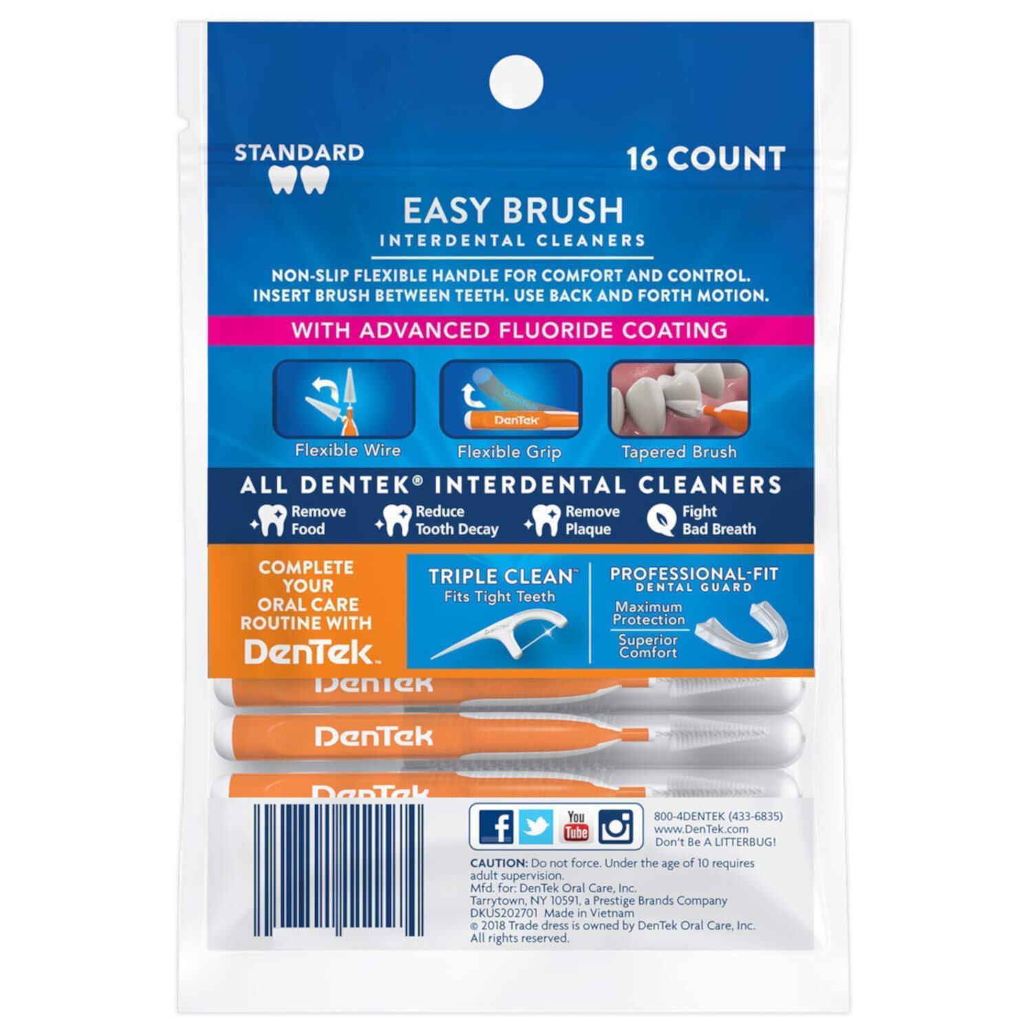 DenTek Easy Brush Interdental Cleaners, Mint 16 ea DenTek