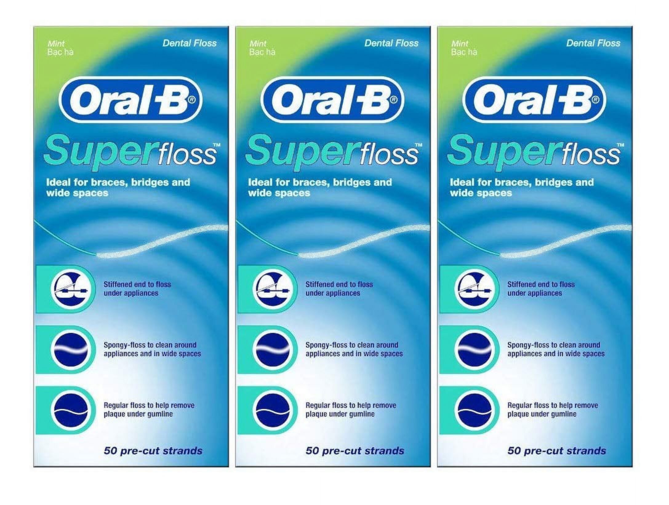 Oral-B Super Floss Pre-Cut Dental Floss Strands, Mint, 50 Ct, 3 Pack Visit the Oral-B Store