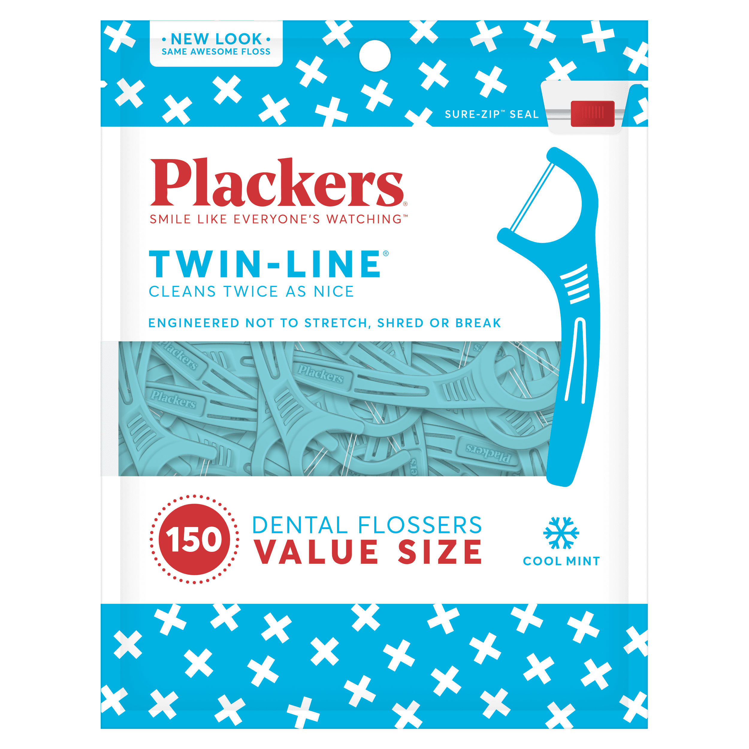 Зубные флоссы Plackers Twin-Line с освежающим мятным вкусом, 150 штук Plackers