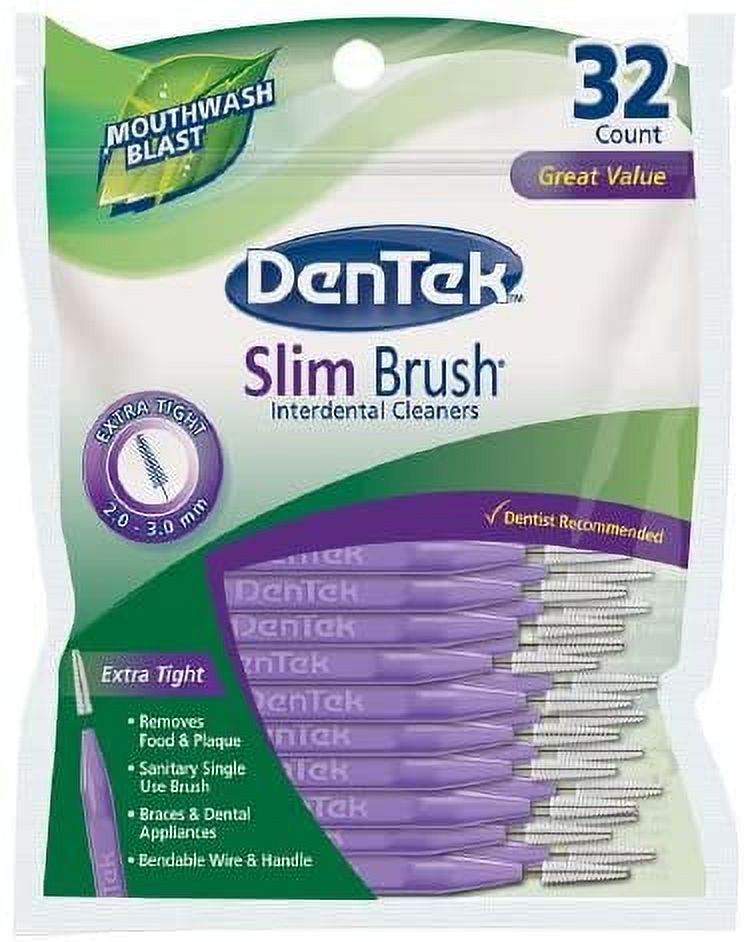 DenTek Slim Brush Interdental Cleansers, Extra Tight, Mouthwash Blast, 32 ea Visit the DenTek Store