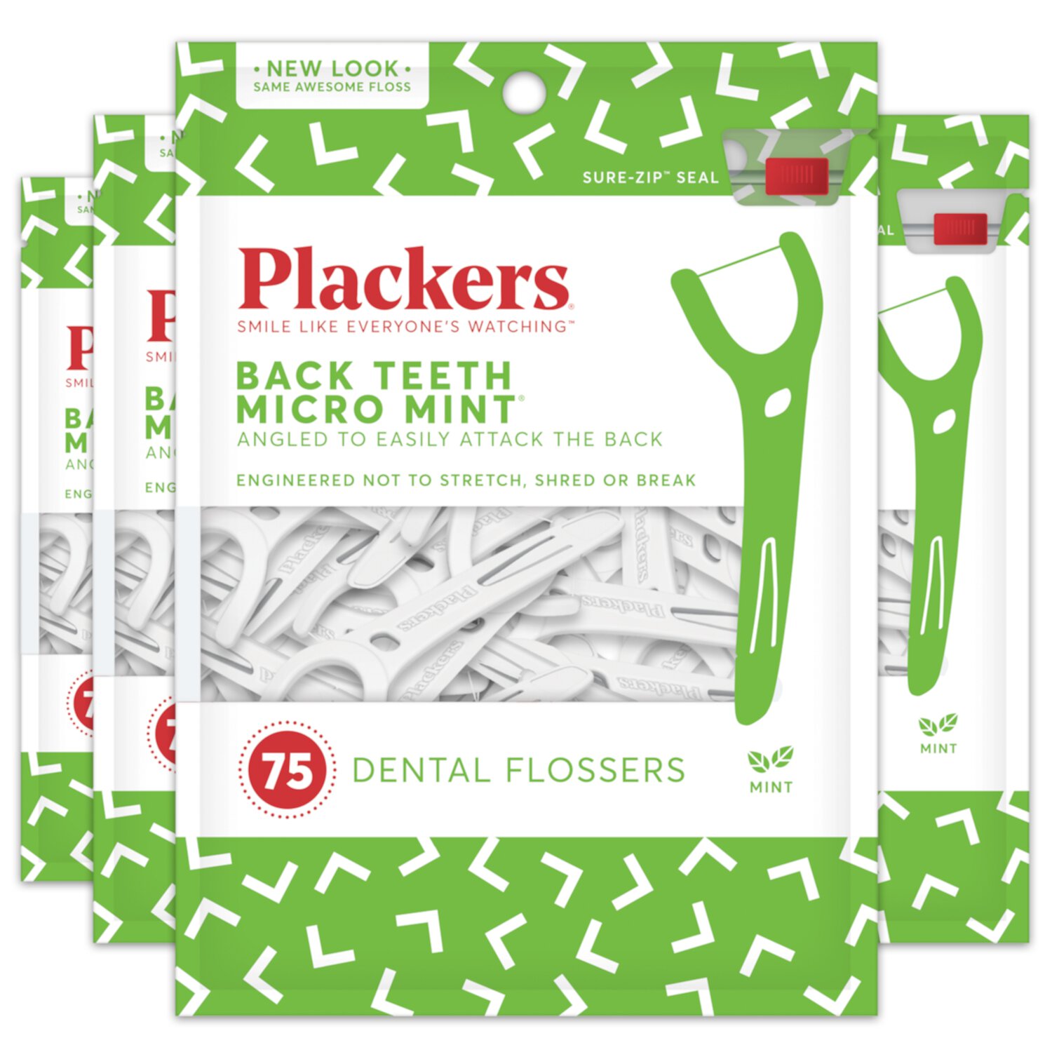 Plackers Back Teeth Micro Mint Dental Floss Picks - 75 Unidades (Paquete de 4) Visit the Plackers Store