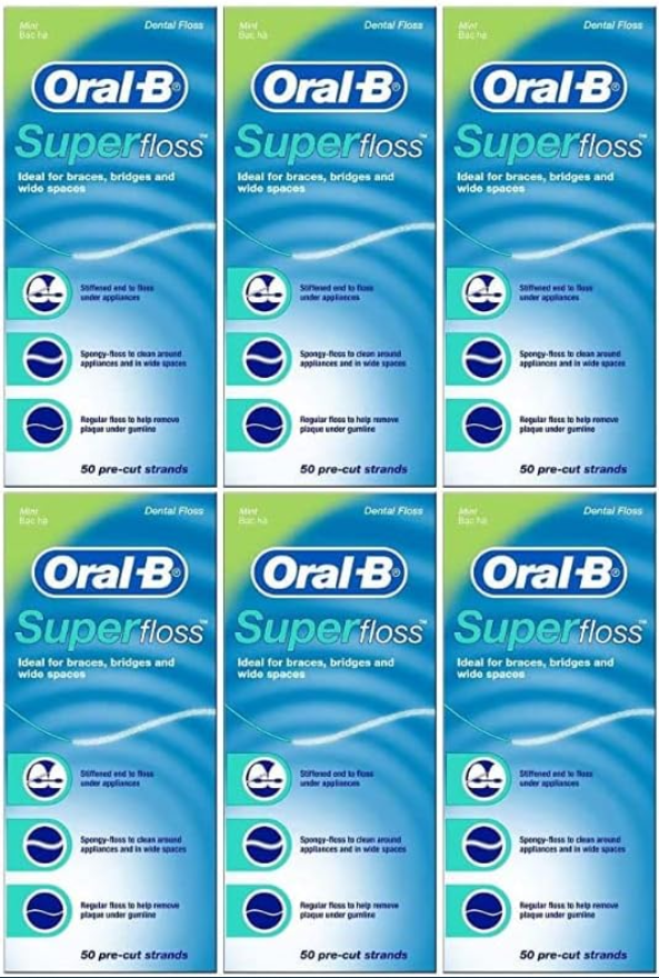 Oral-B Superfloss Dental Floss Pre-Cut Strands, Mint - 50 Ea, 6 Pack Visit the Oral-B Store