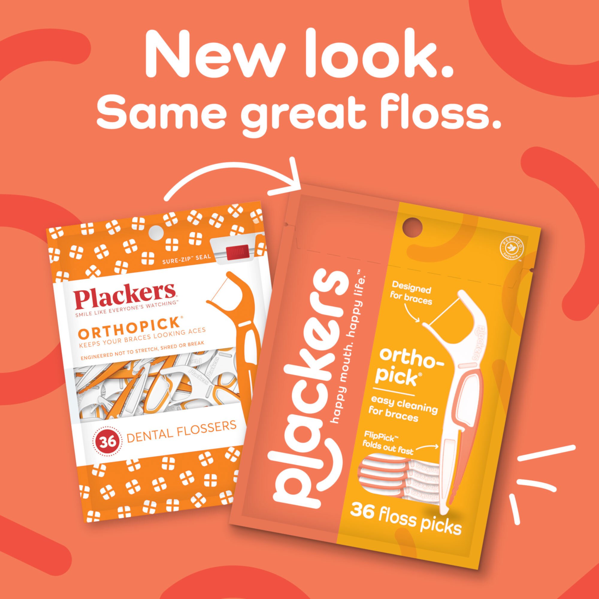 Plackers Orthopick Floss Picks, Unflavored, Designed for Braces, Fold-Out FlipPick, Tuffloss, Easy Storage with Sure-Zip Seal, 36 Count Visit the Plackers Store