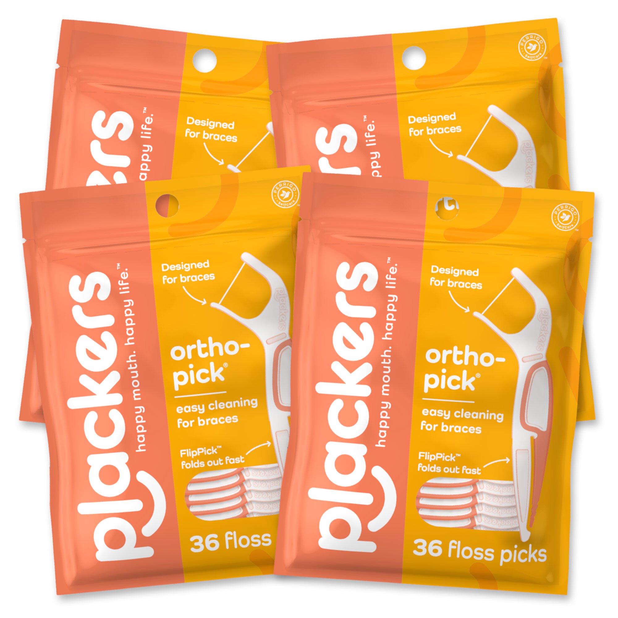 Plackers Orthopick Dental Floss Picks, Designed for Braces, Tuffloss, Easy Storage, 36 Flossers (4 Pack) Visit the Plackers Store