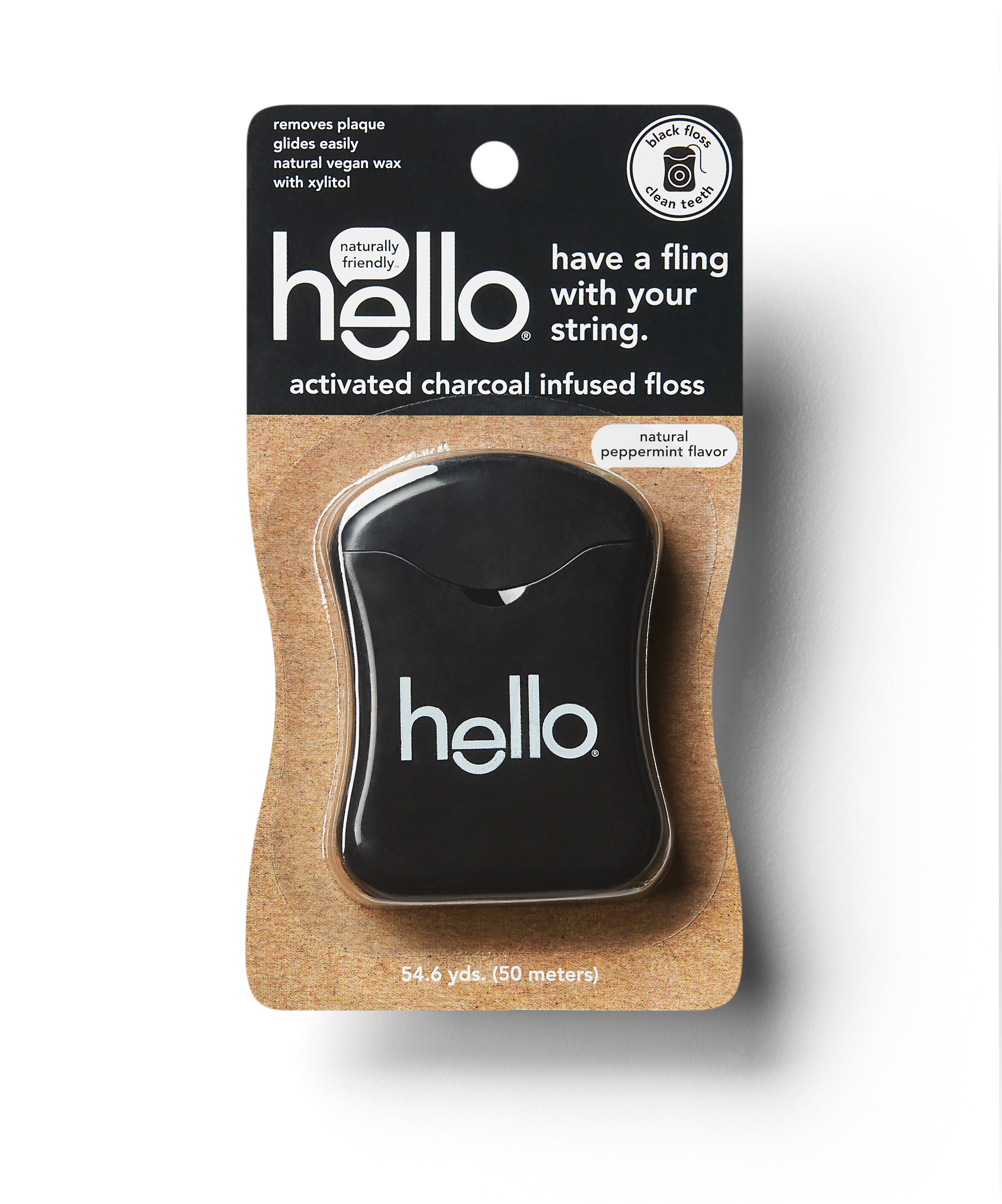 Hello Charcoal Floss Picks, Activated Charcoal + Coconut Oil Infused, PFAS-Free Floss Thread, Vegan & SLS Free Hello