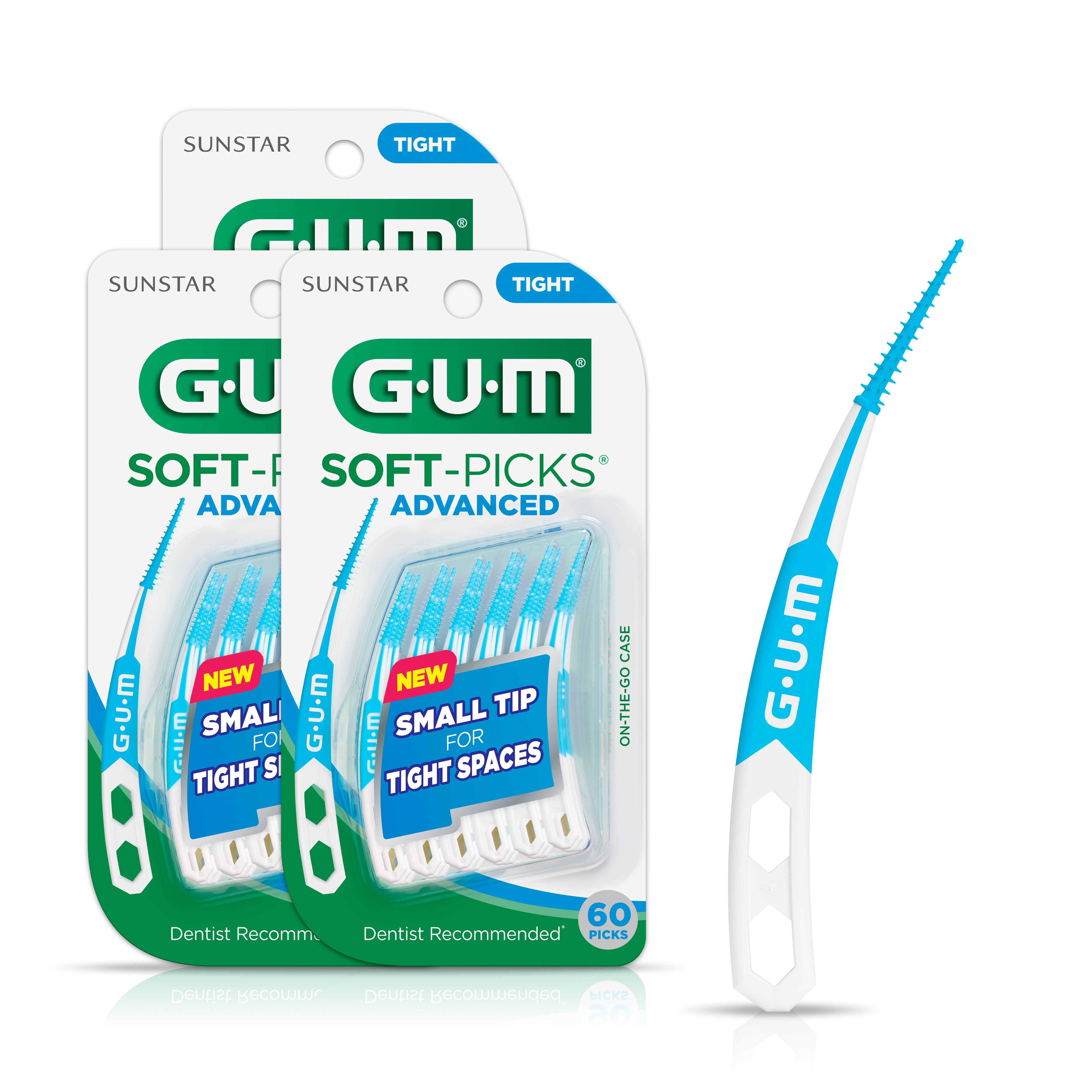 GUM Soft-Picks Advanced- Tight, Easy to Use Dental Picks for Teeth Cleaning and Gum Health, Disposable Interdental Brushes with Convenient Carry Case, Dentist Recommended Dental Picks, 60ct(3pk) Visit the GUM Store