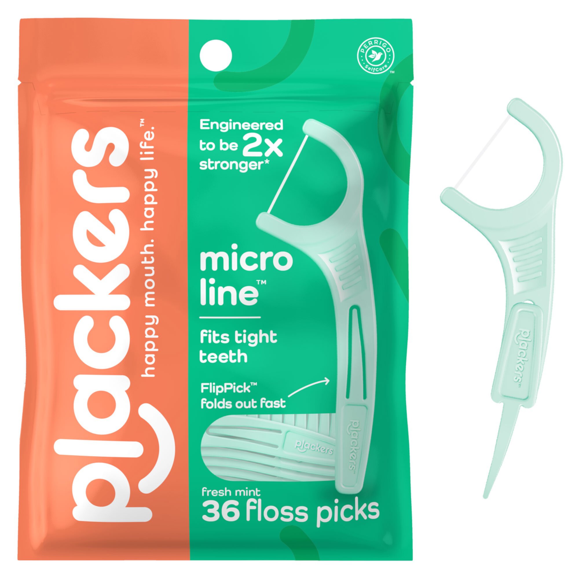 Plackers Micro Line Dental Floss Picks, Fold-Out FlipPick, Tuffloss, Easy Storage with Sure-Zip Seal, Fresh Mint Flavor, 36 Count Visit the Plackers Store