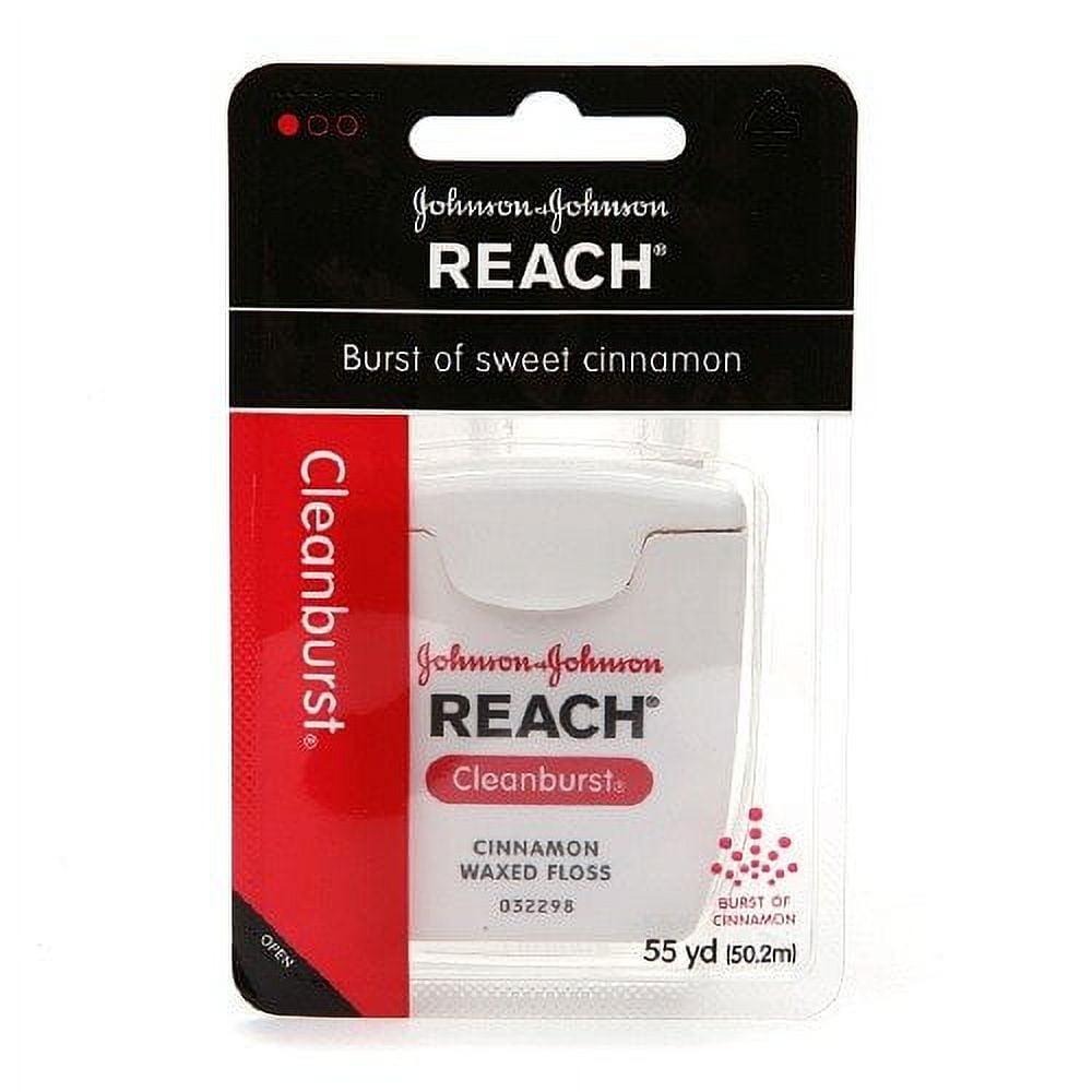 6 Pack Johnson&Johnson REACH Dental Floss Cleanburst of Sweet Cinnamon 55 yds Ea Reach