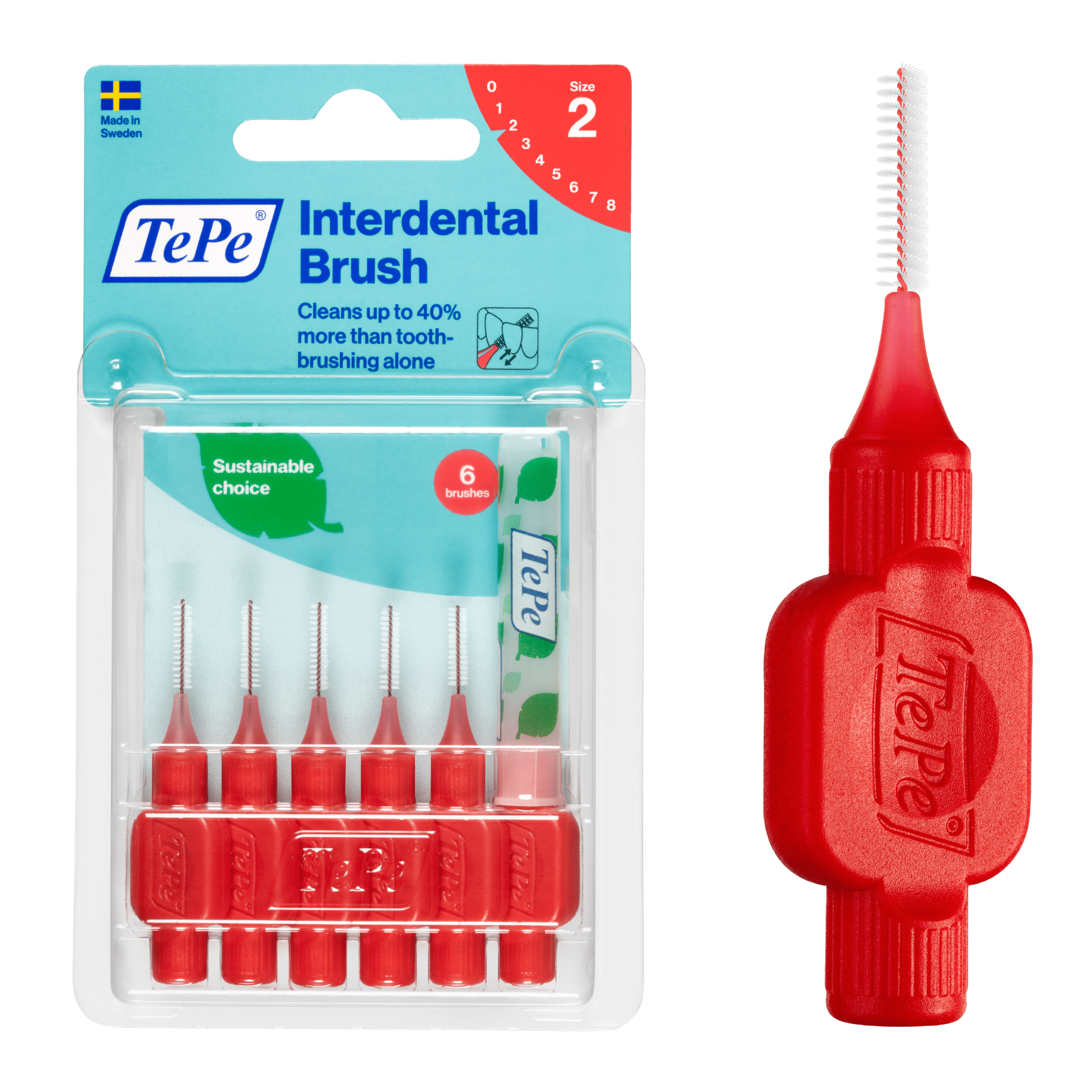 TePe Interdental Brush Original, Soft Dental Brush for Teeth Cleaning, Pack of 6, 0.6 mm, Medium Gaps, Blue, Size 3 TEPE