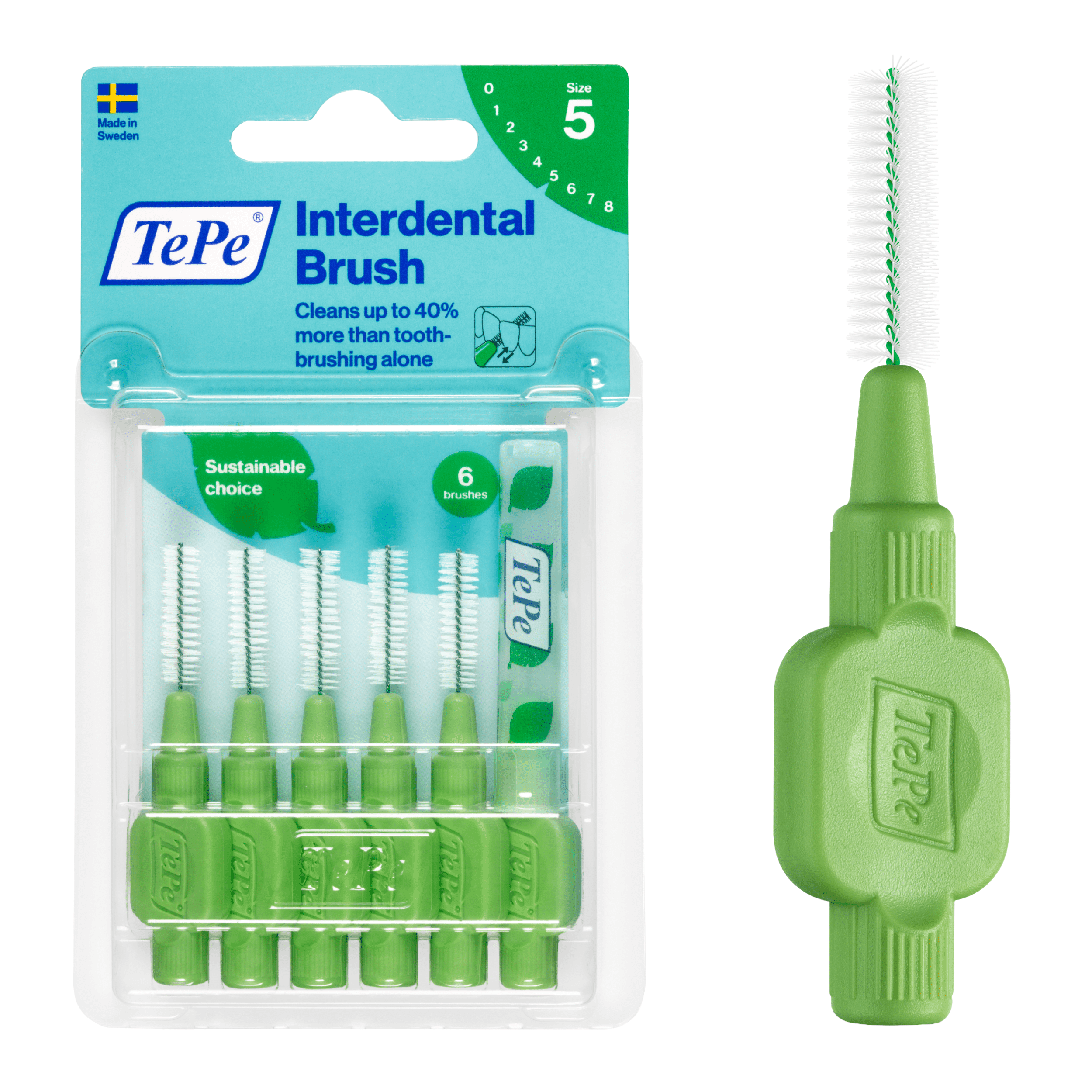 TePe Interdental Brush Original, Soft Dental Brush for Teeth Cleaning, Pack of 6, 0.45 mm, Extra-Small/Small Gaps, Orange, Size 1 TEPE