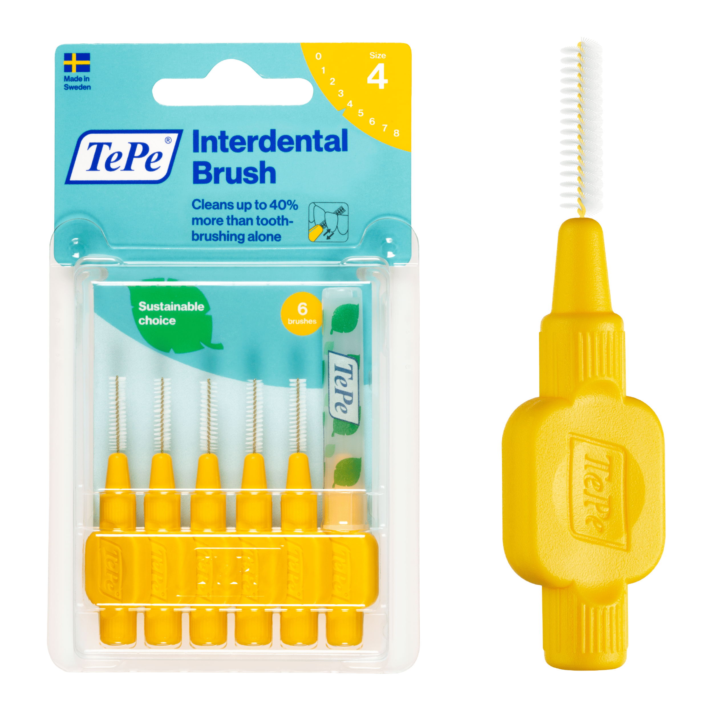 TePe Interdental Brush Original, Soft Dental Brush for Teeth Cleaning, Pack of 6, 0.40 mm, Extra-Small/Small Gaps, Pink, Size 0 TEPE