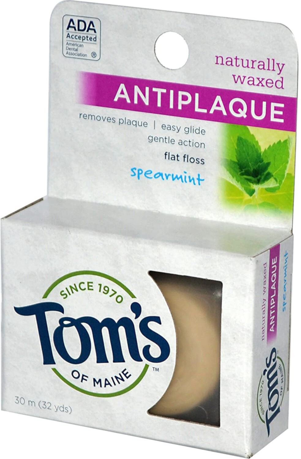 2 Pack - Tom's of Maine Naturally Waxed Anti-Plaque Flat Floss Spearmint 32 Yards Tom's of Maine