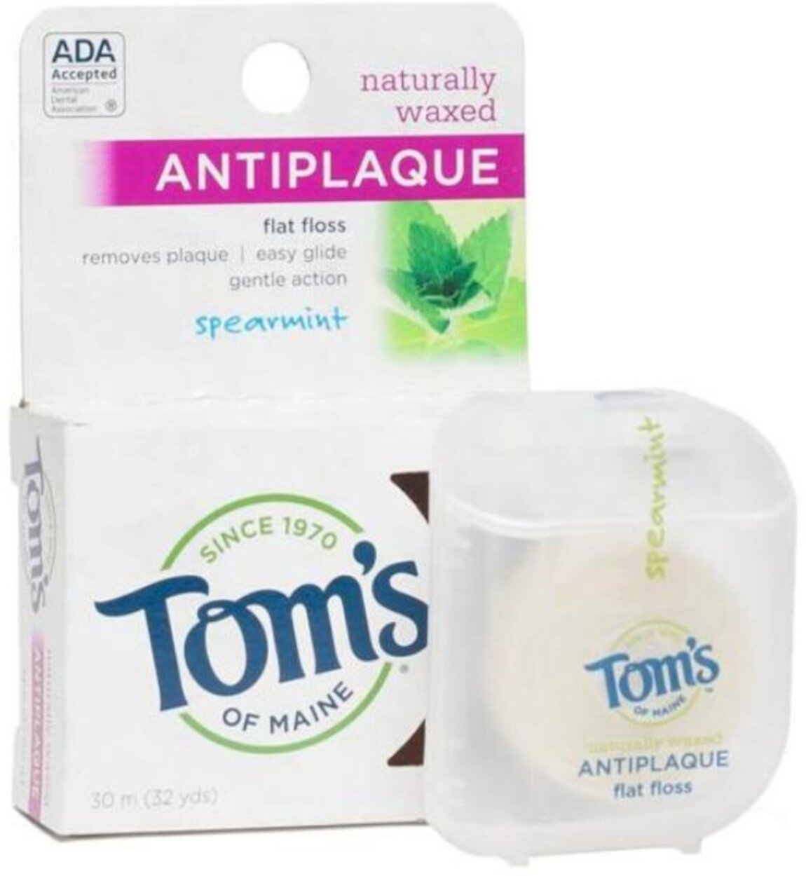 Tom's of Maine Naturally Waxed Anti-Plaque Flat Floss Spearmint 32 Yards Tom's of Maine