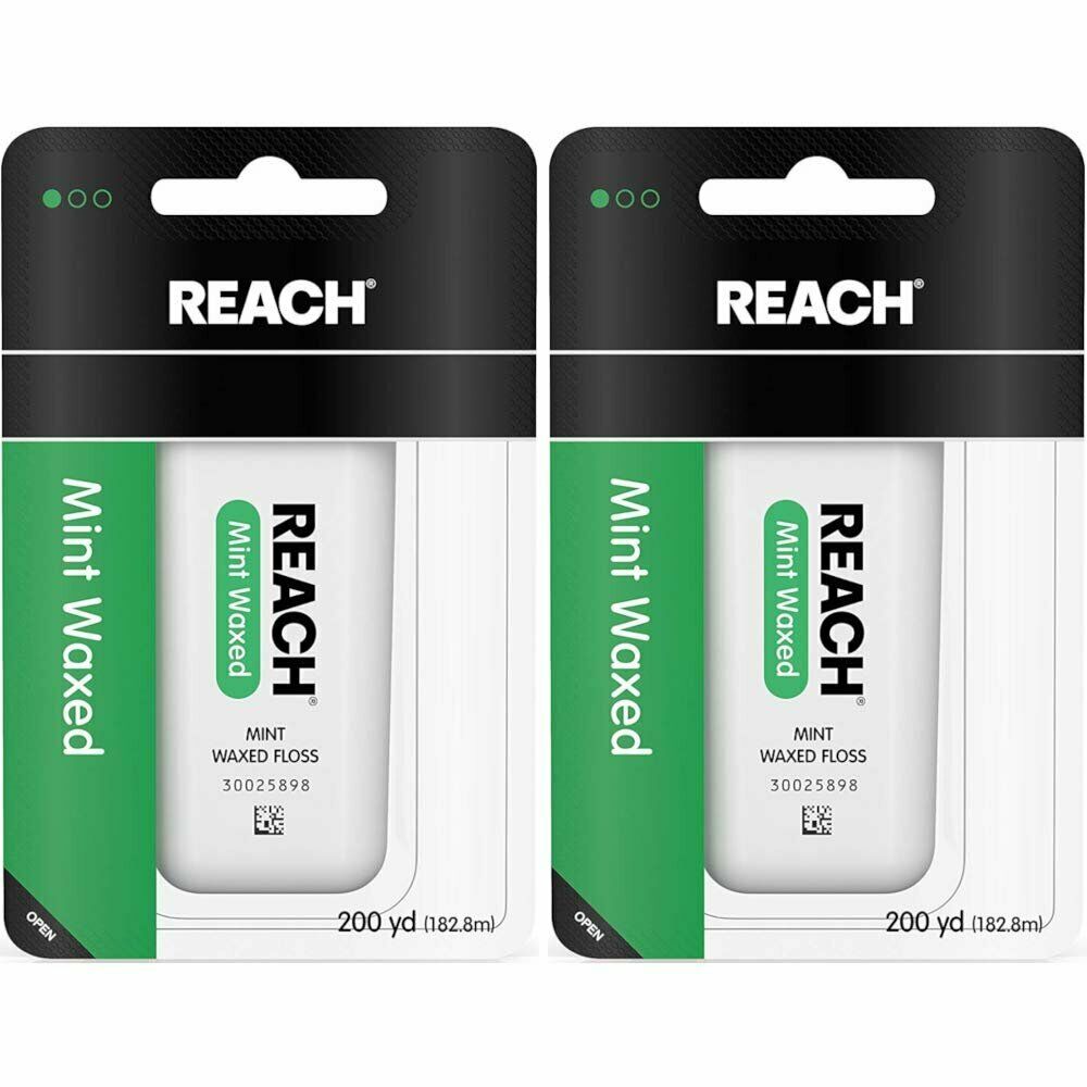 2 Pack Reach Mint Waxed Dental Floss - 200 yard Each Reach