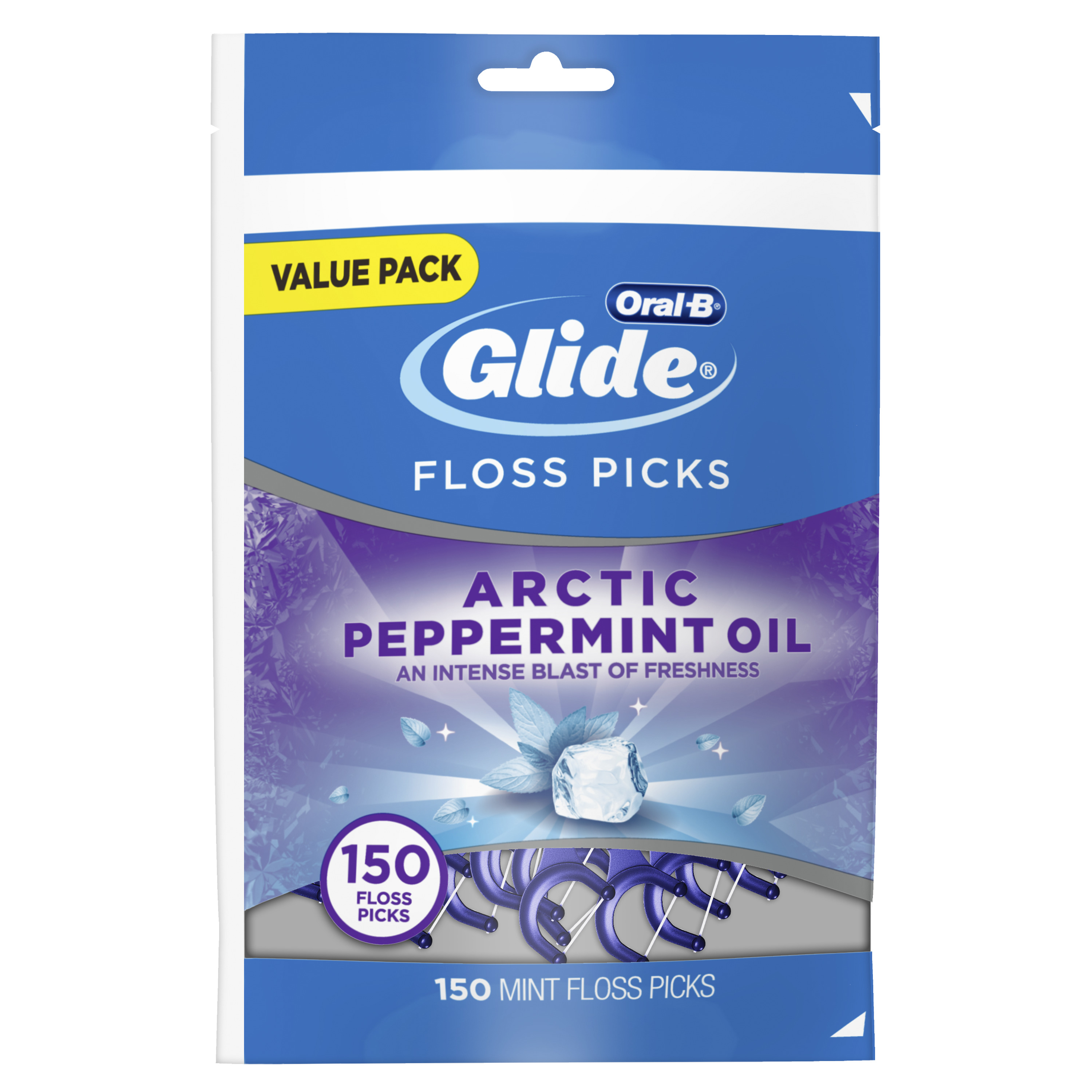 Oral-B Glide Arctic Peppermint Oil Dental Floss Picks, Mint, 150 ct - 2 Pack GLIDE