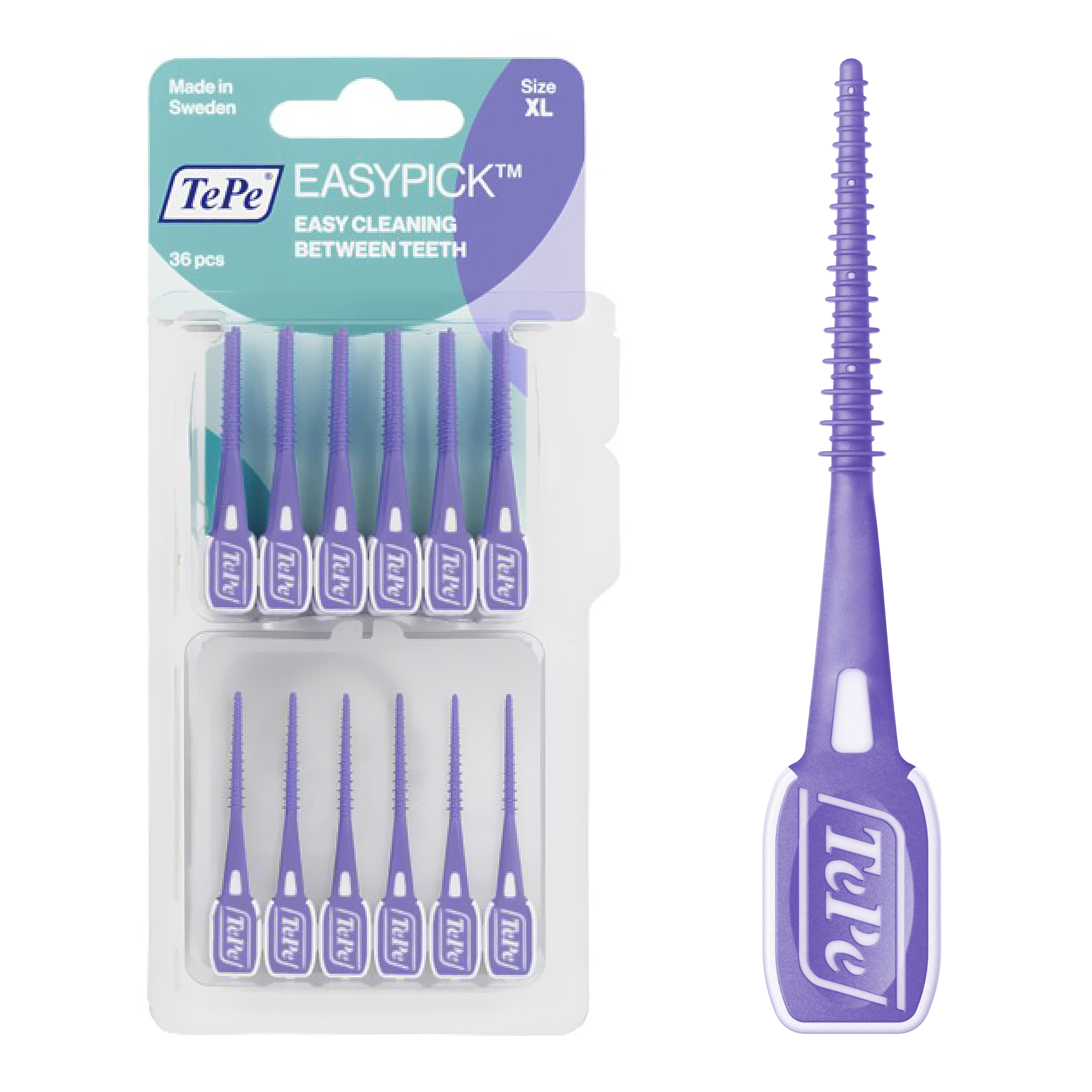 TEPE EasyPick Purple - XL 36-Pack , Dental Floss Picks TEPE