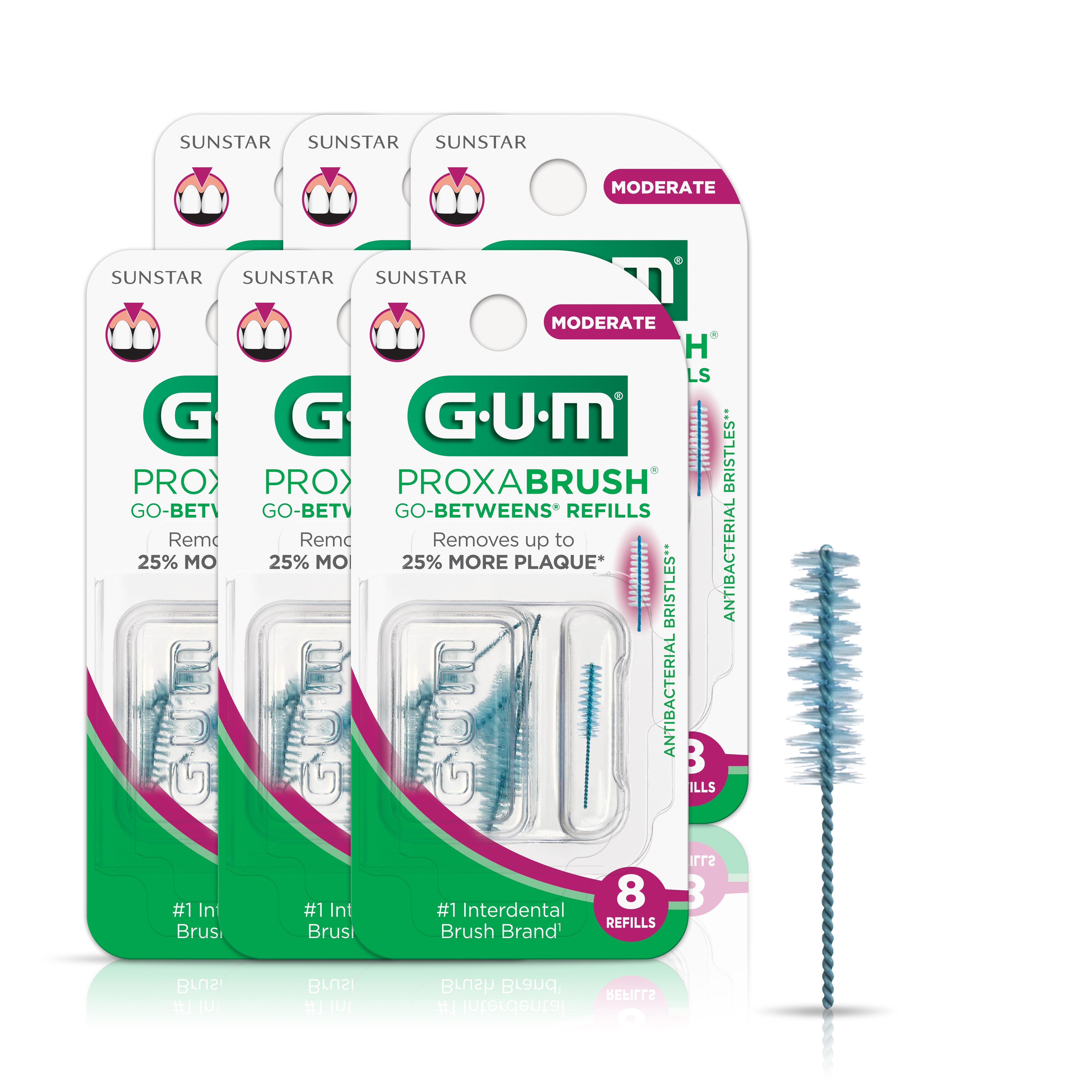 GUM Proxabrush Go-Betweens Refills - Moderate - Compatible with GUM Permanent Handle, 8ct(6Pk) Visit the GUM Store