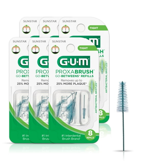 GUM Proxabrush Go-Betweens Refills - Wide - Compatible with GUM Permanent Handle, 8ct(6pk) GUM