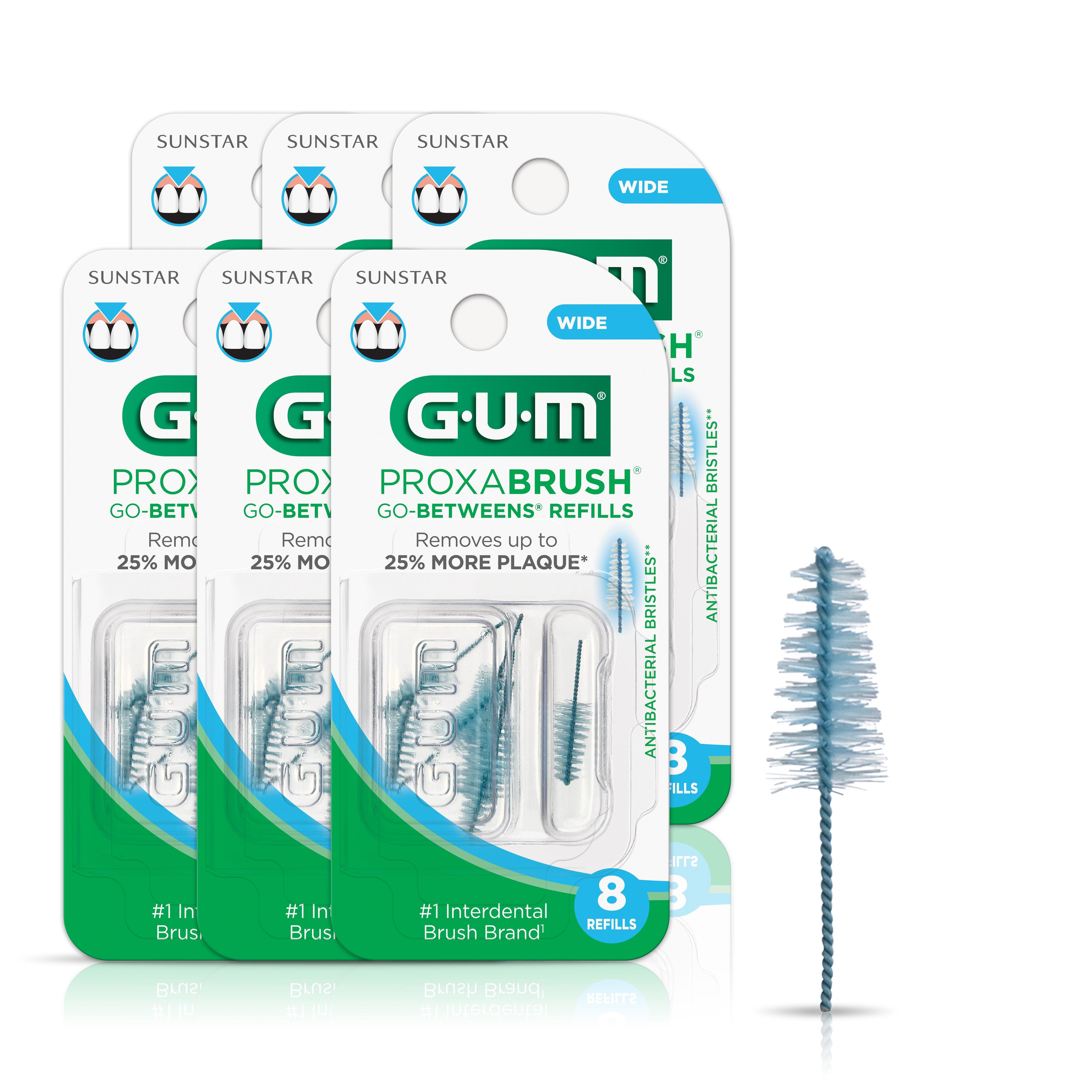 GUM Proxabrush Go-Betweens Refills - Wide - Compatible with GUM Permanent Handle, 8ct(6pk) Visit the GUM Store