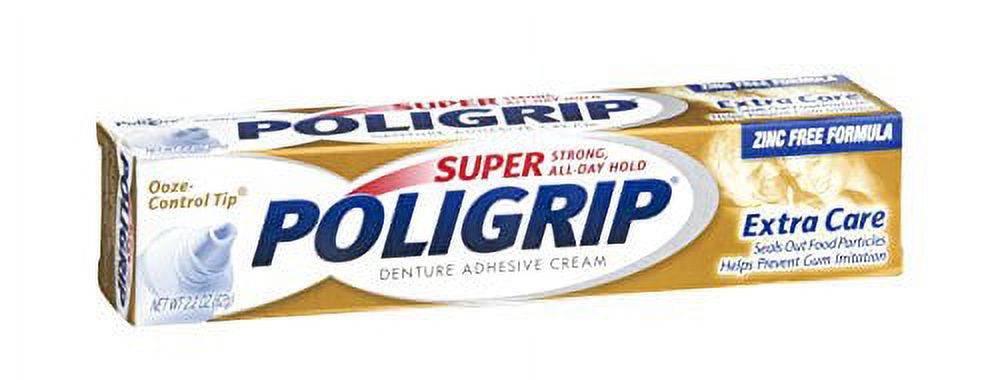 3 Pack - PoliGrip Super, Denture Adhesive Cream, Extra Care - 2.2 oz Each Super Poligrip