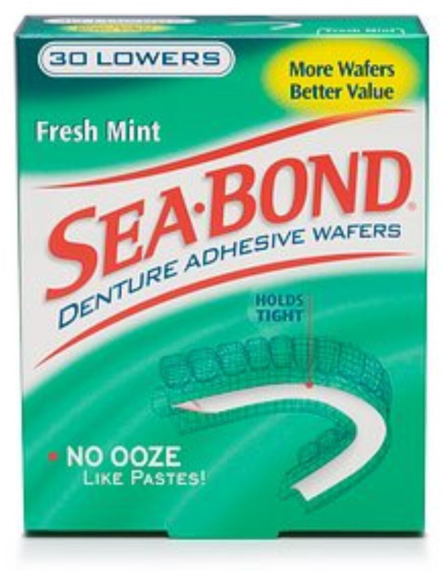 SEA-BOND Denture Adhesive Wafers Lowers Fresh Mint 30 Each (Pack of 6) Sea-Bond