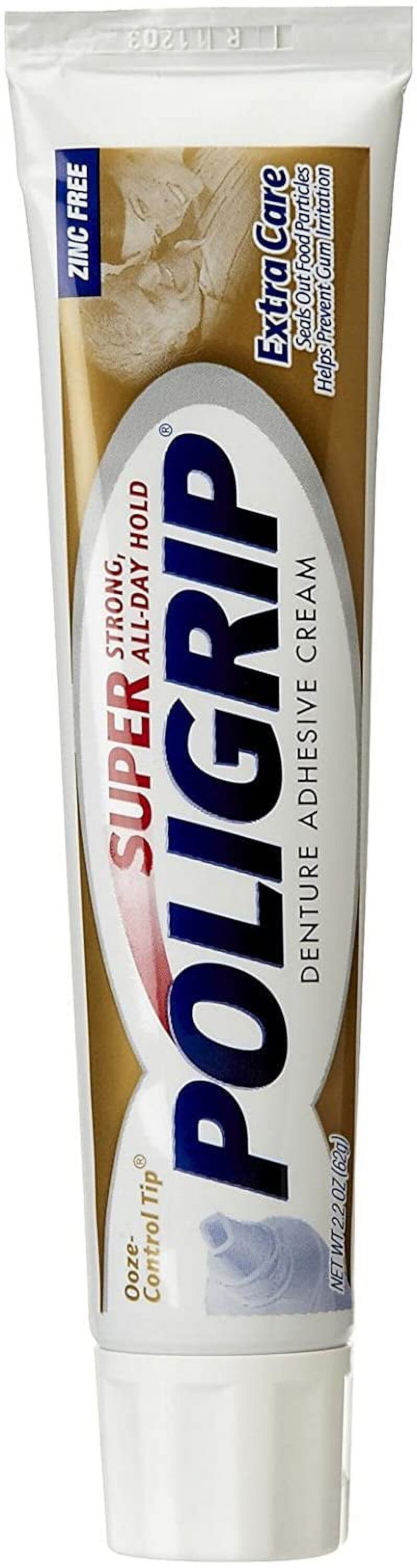 SUPER POLIGRIP Denture Adhesive Cream Extra Care 2.20 oz (Pack of 6) Super Poligrip