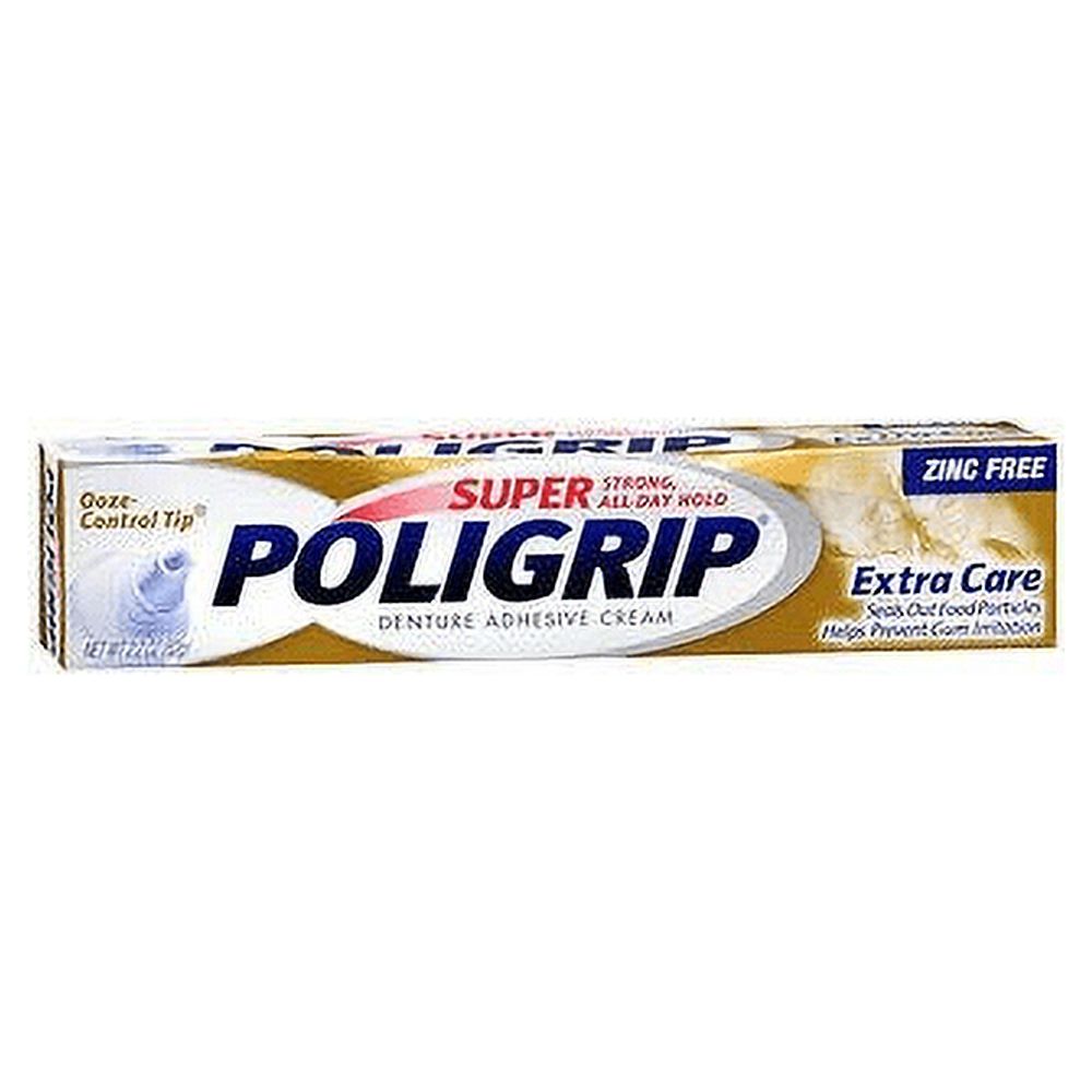 SUPER POLIGRIP Denture Adhesive Cream Extra Care 2.20 oz (Pack of 4) Super Poligrip