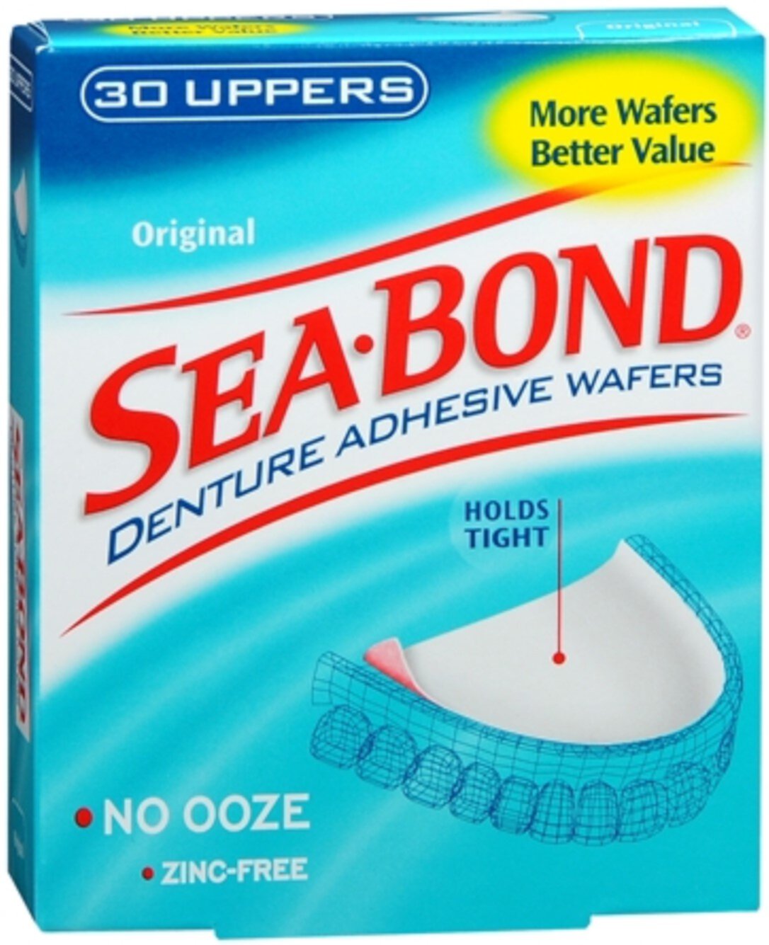 SEA-BOND Denture Adhesive Wafers Uppers Original 30 Each (Pack of 3) Sea-Bond