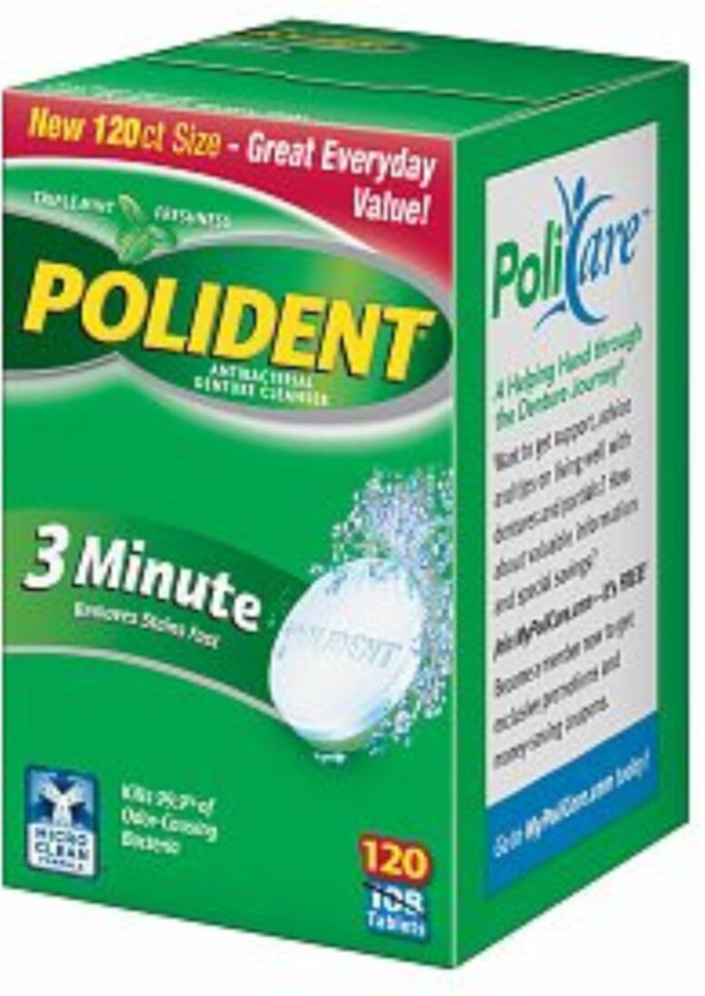 Polident 3 Minute, Antibacterial Denture Cleanser 120 ea (Pack of 3) Polident