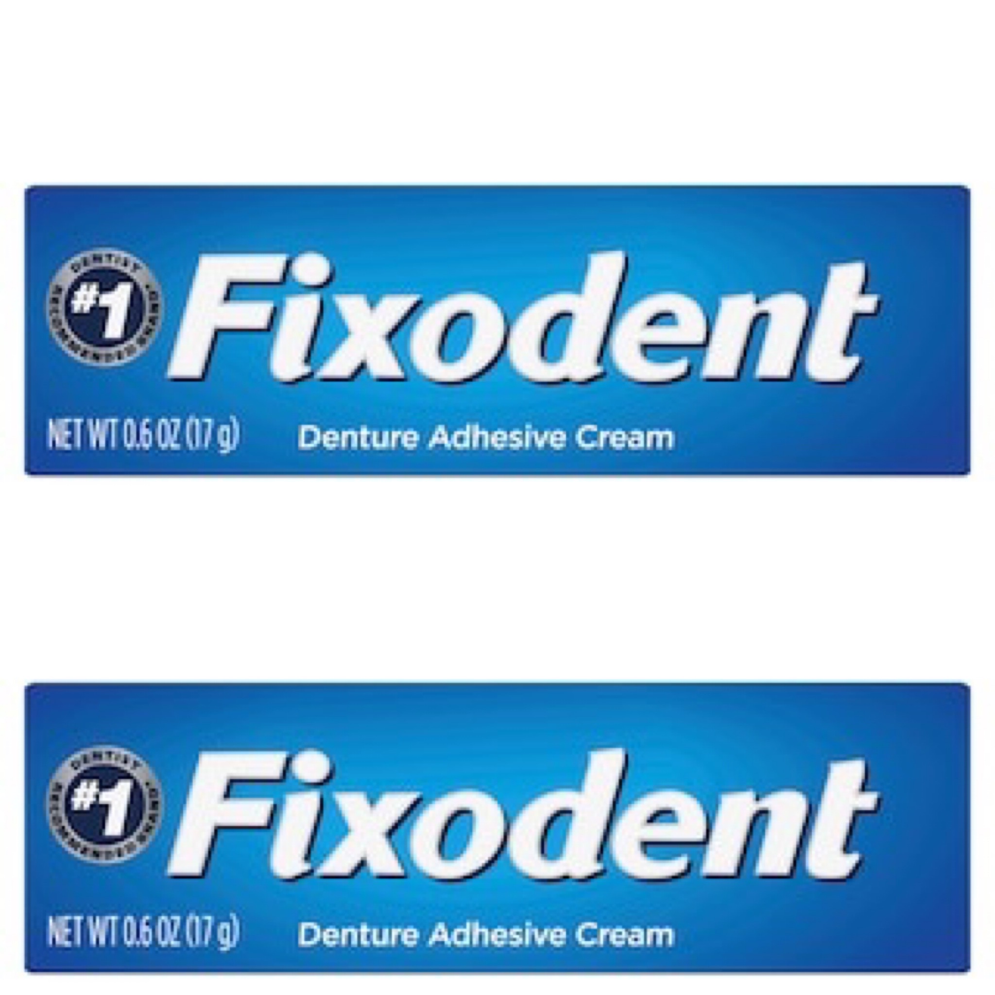 2 Fixodent Denture Adhesive Cream, 0.6 oz. Tubes Each Fixodent