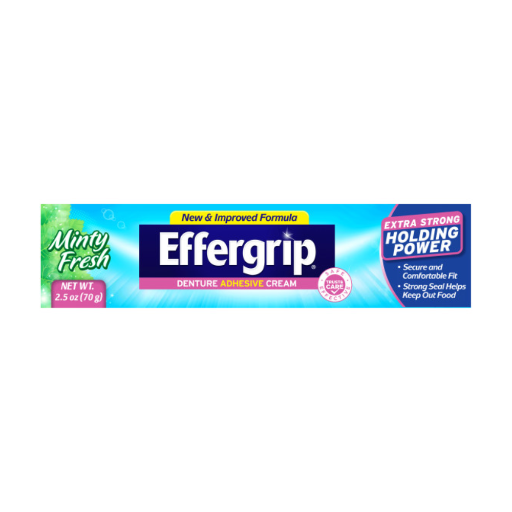 Effergrip Denture Adhesive Cream, Extra Strong Holding Power, 2.5 oz (Pack - 6) Effergrip