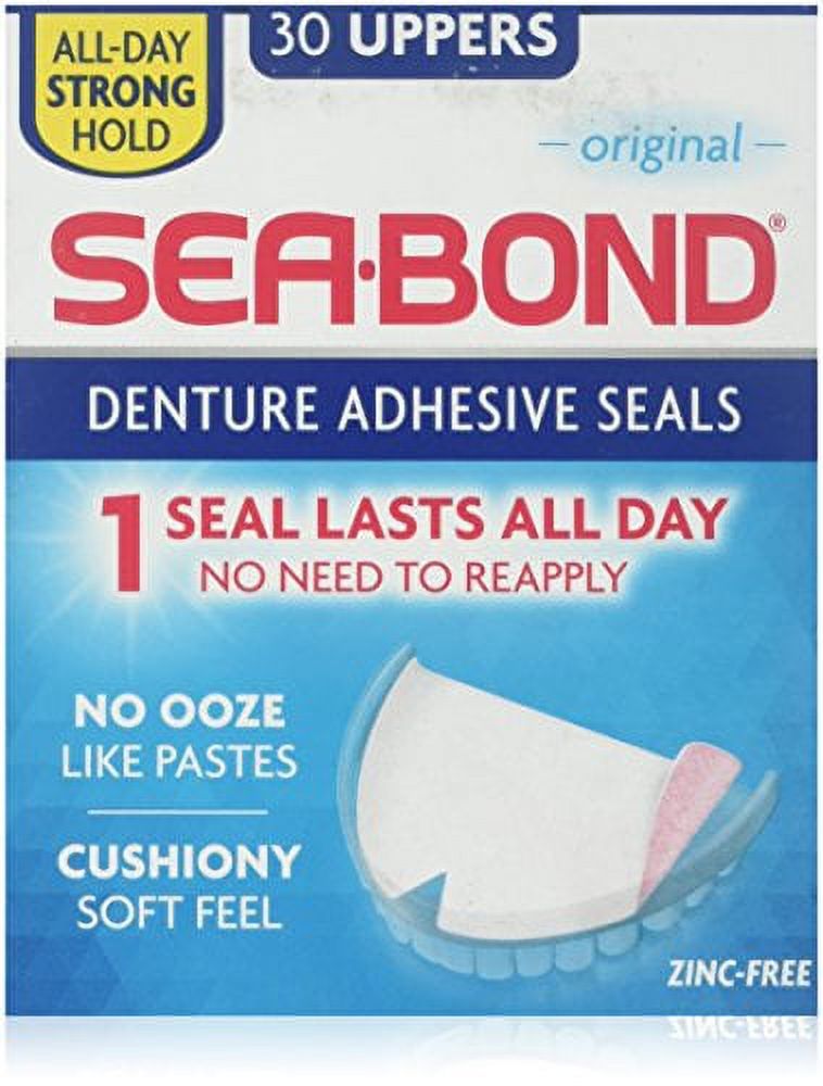 Sea Bond Secure Denture Adhesive Seals, Original Uppers, 30 Count (Pack of 6) Sea-Bond