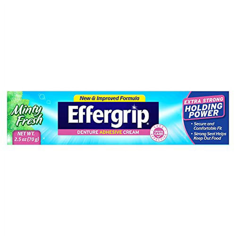 Effergrip Denture Adhesive Cream, Extra Strong Holding Power, 2.5 oz Effergrip