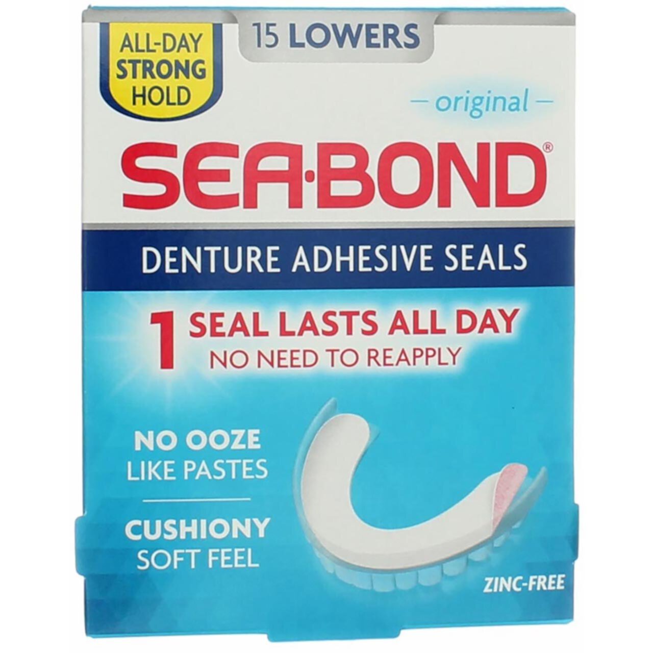 SEA-BOND Denture Adhesive Wafers Lowers Original 15 Each (Pack of 2) Sea-Bond