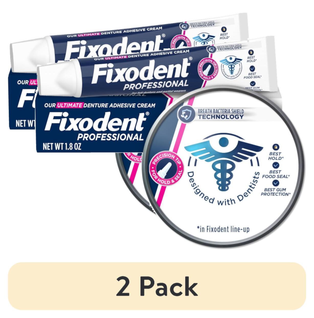 (2 pack) Fixodent Professional Ultimate Denture Adhesive Cream, 1.8 oz Fixodent