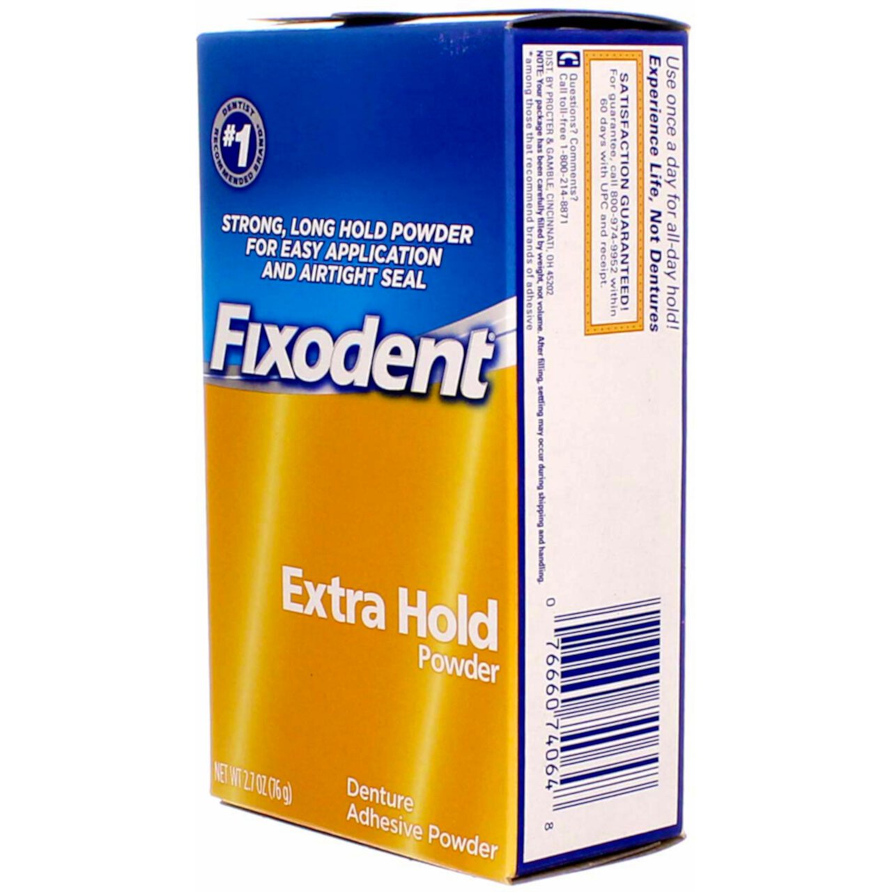 Fixodent Extra Hold Denture Adhesive Powder, 2.7 oz (4 Pack) (Bundle) Fixodent