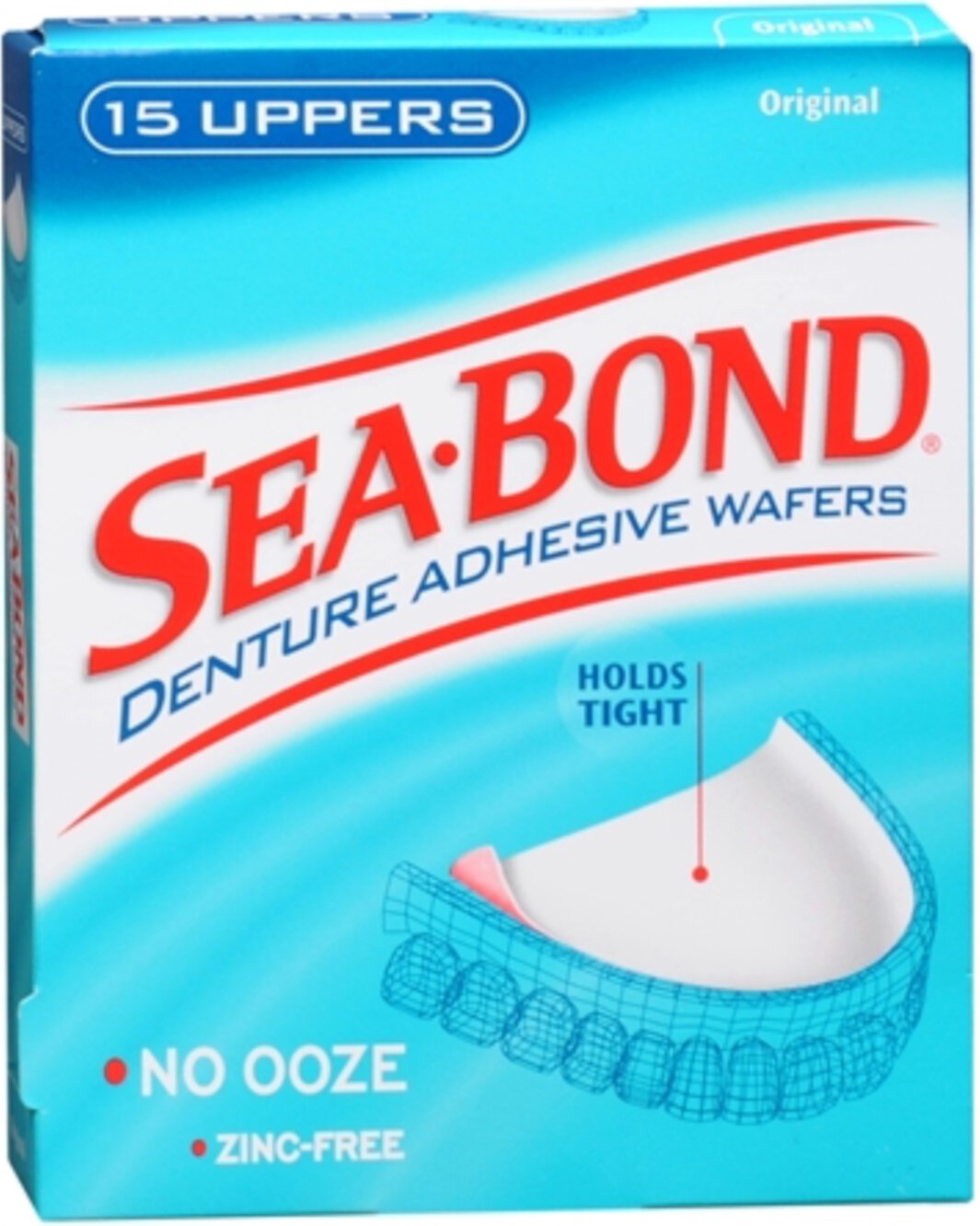 SEA-BOND Denture Adhesive Wafers Uppers Original 15 Each (Pack of 4) Sea-Bond