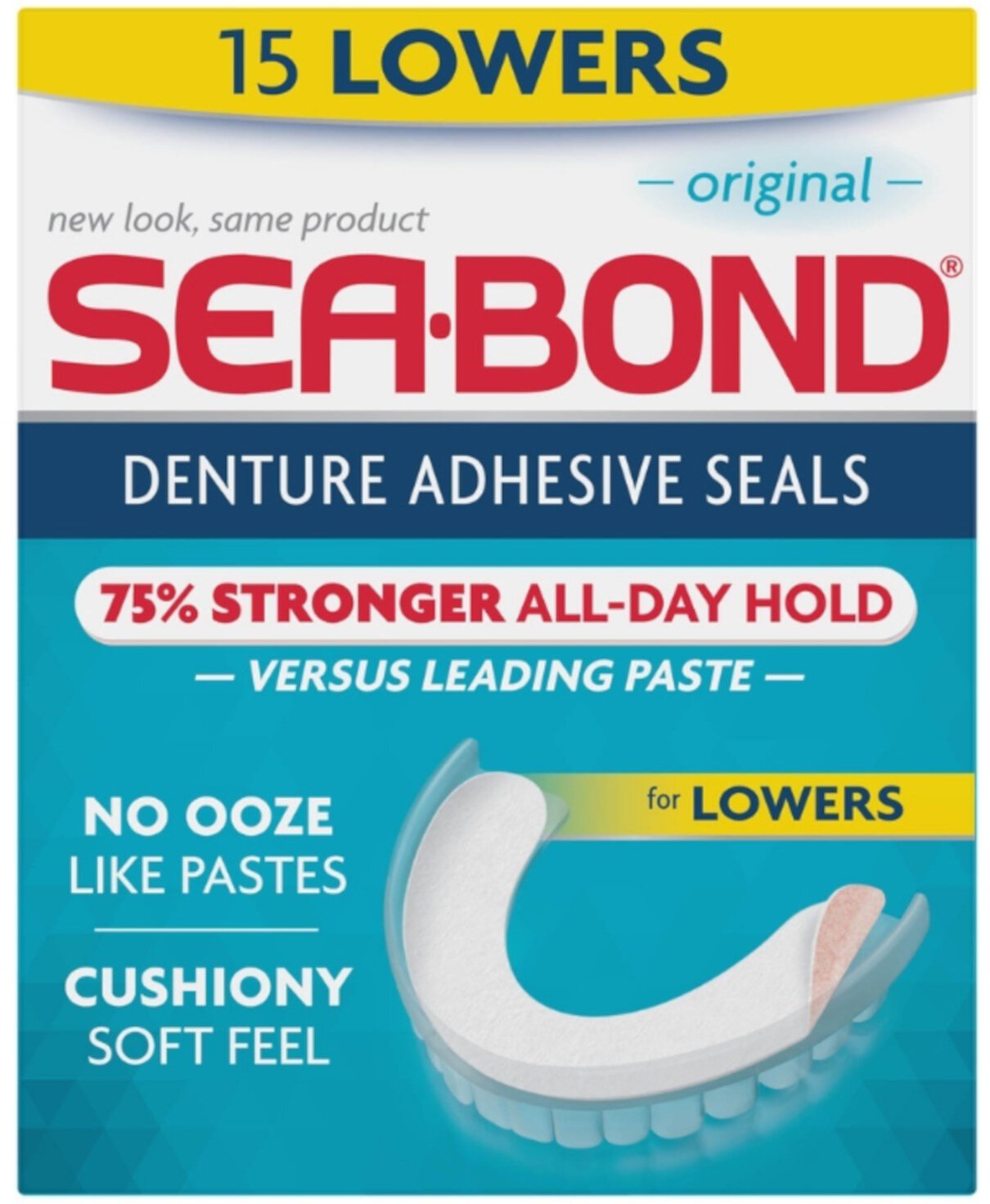 6 Pack - SEA-BOND Denture Adhesive Seals Lowers Original, 15 Each Sea-Bond