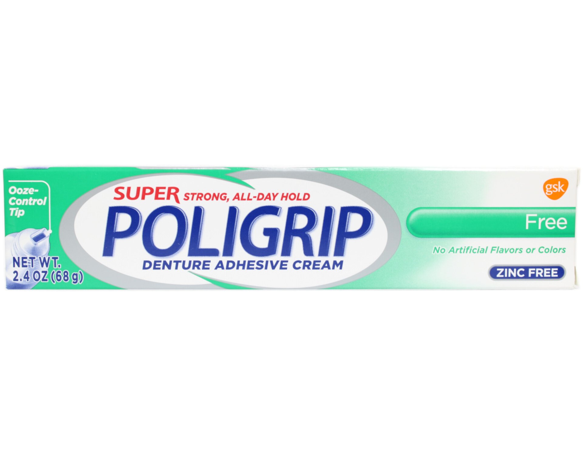 Super Poligrip Denture Adhesive Cream Free Triple Action, Zinc Free 2.4 Oz Super Poligrip