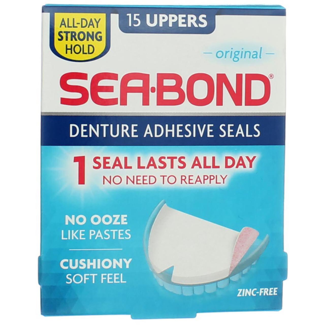 SEA-BOND Denture Adhesive Seals Uppers Original, 15 ea (Pack of 2) Sea-Bond