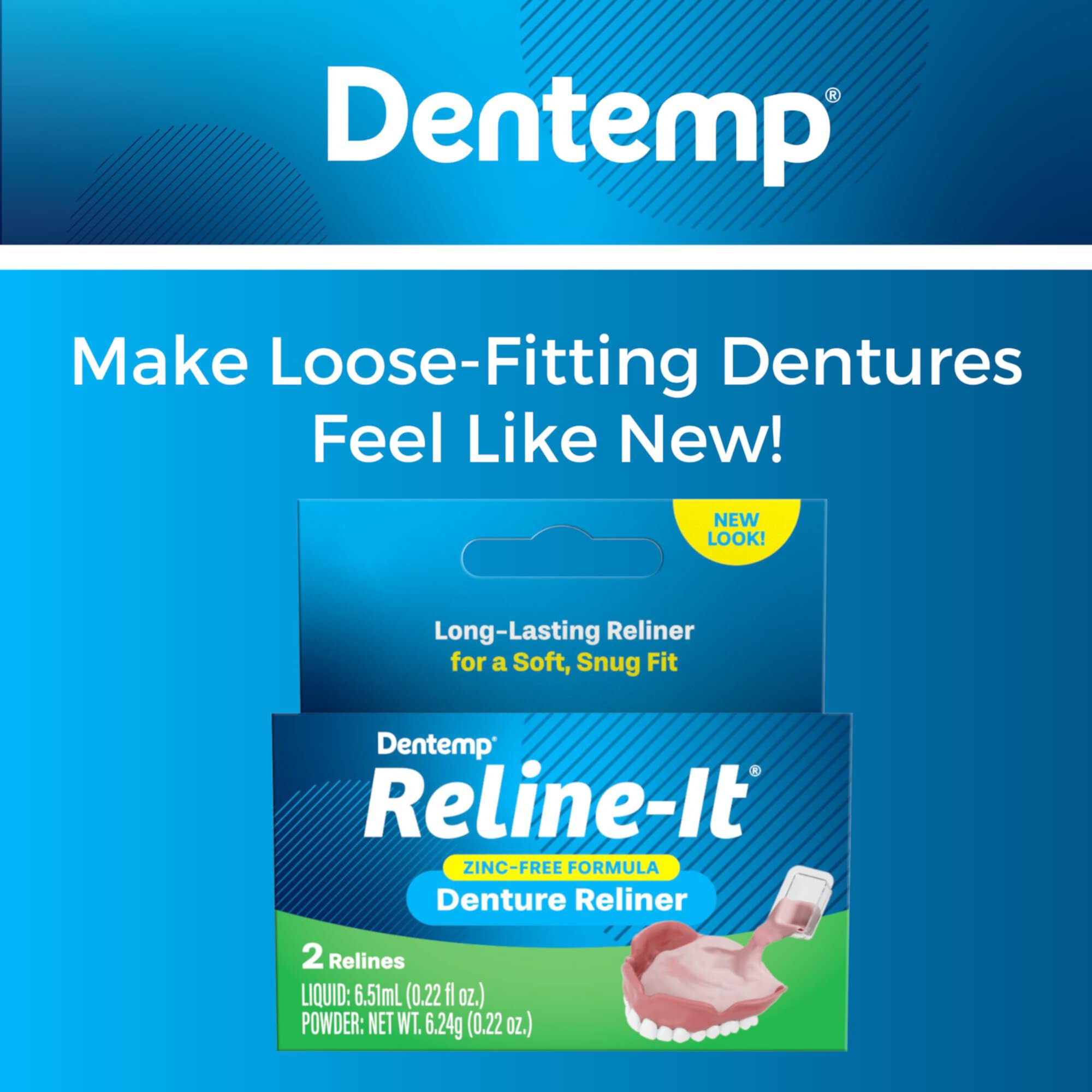 Dentemp Reline-it Denture Reliner kit, 2 Pack 4 Total Relines Dentemp