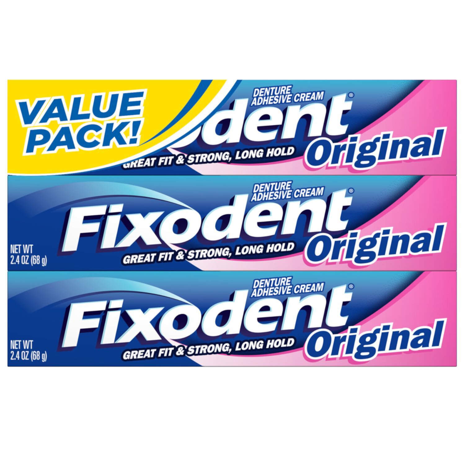 Fixodent 2.4 oz Denture Adhesive Cream, Original 3-Pack Fixodent