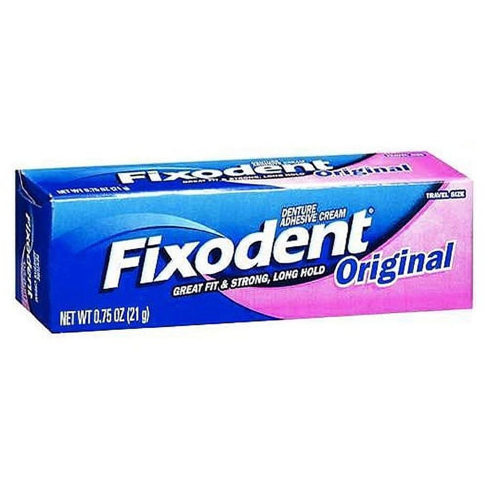 Fixodent Denture Adhesive Cream, Original, Strong And Long Hold - 0.75 Oz, 2 Pack Fixodent