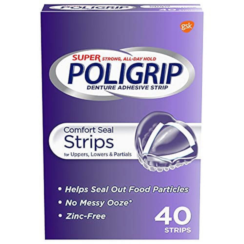 Super Poligrip Strips Size 40 Ct Poligrip Strong All Day Comfort Seal Denture Adhesive Strips Super Poligrip