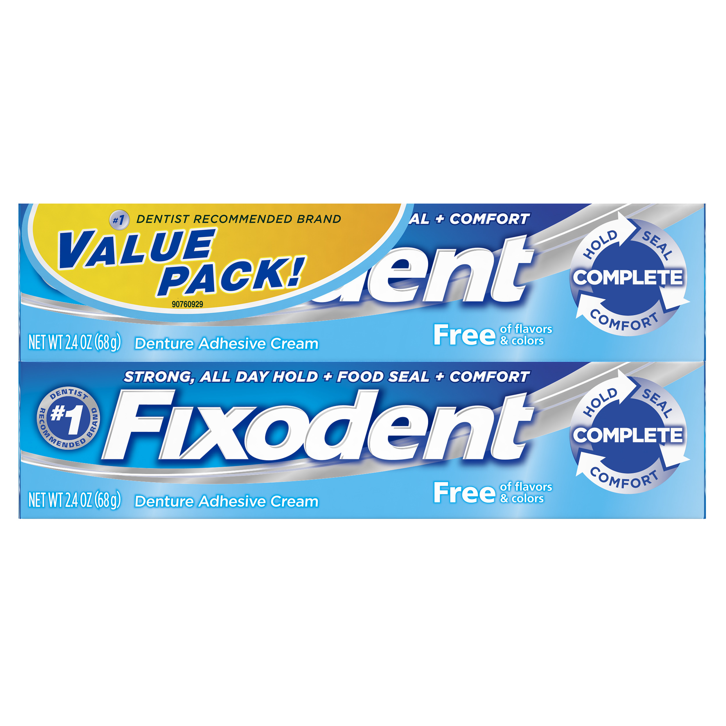 Fixodent Complete Free Denture Adhesive Cream, 2.4 oz TWIN Fixodent