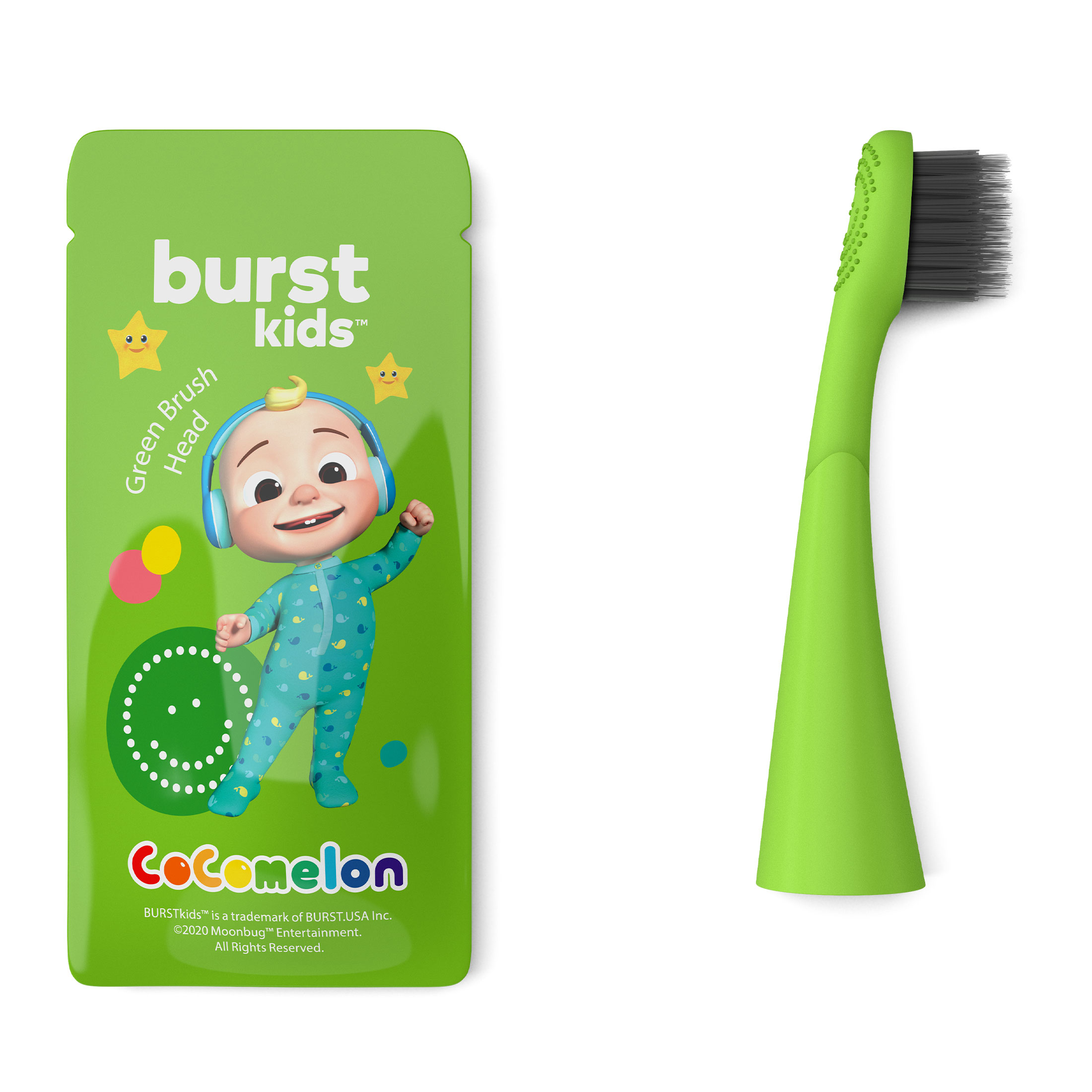 Burst Kids Cocomelon Sonic Electric Toothbrush Replacement Head, Green Burst