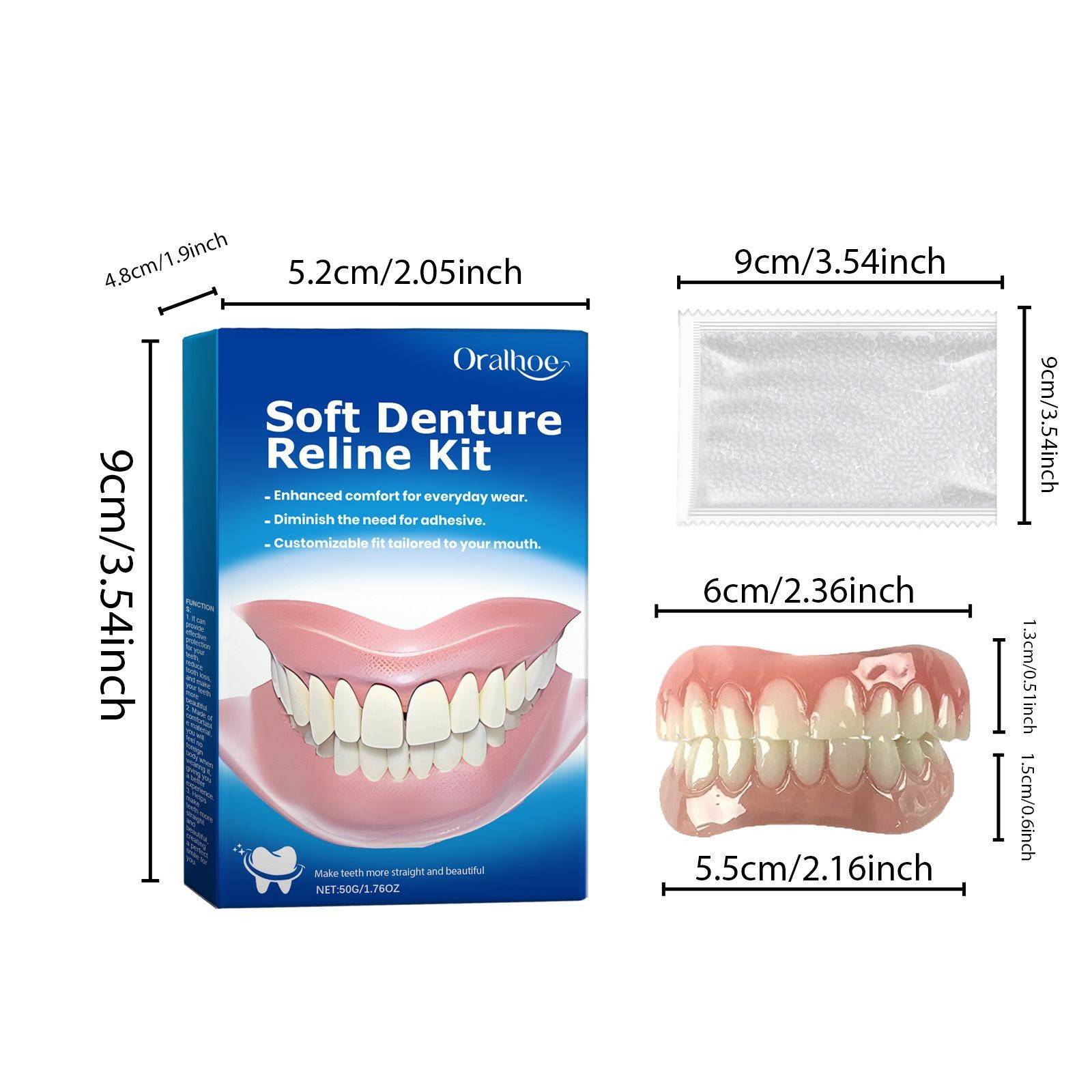 WFPLHFT Greatfit Denture Silicone Reline Kit, Denture Silicone Reline Kit, Soft Denture Reline Kit for Men and Women, Upper and Lower Veneers Teeth for Women Men WFPLHFT